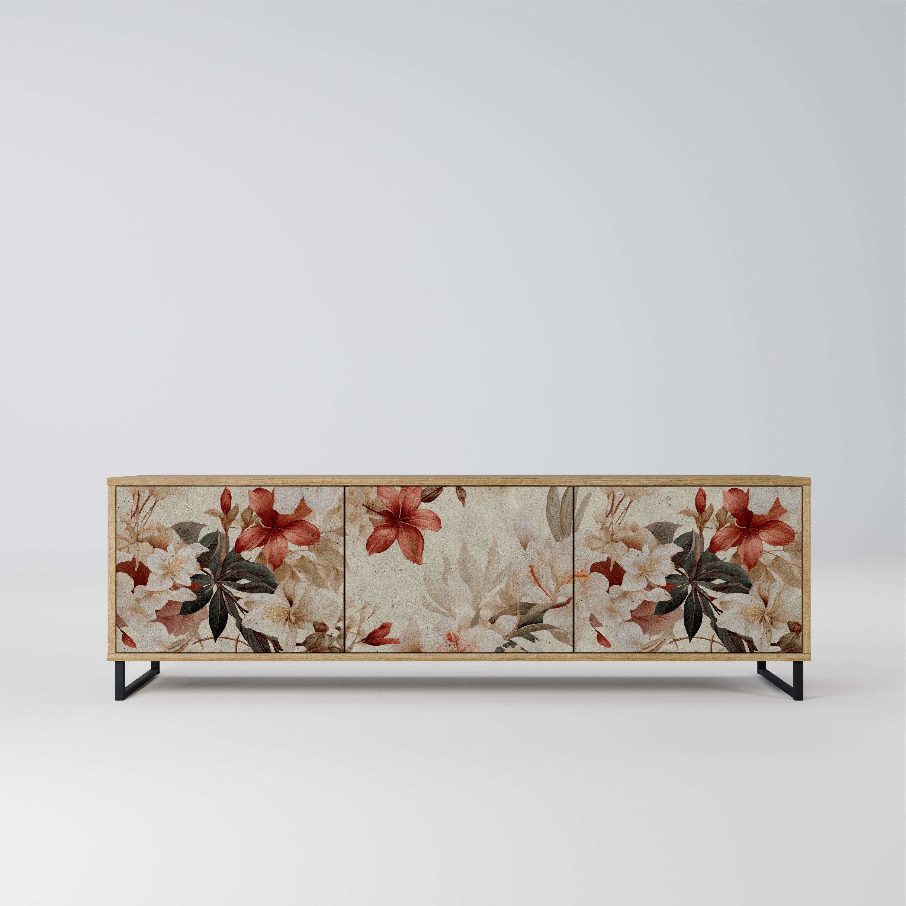 Meuble TV 3 portes PETAL HARMONY effet chêne