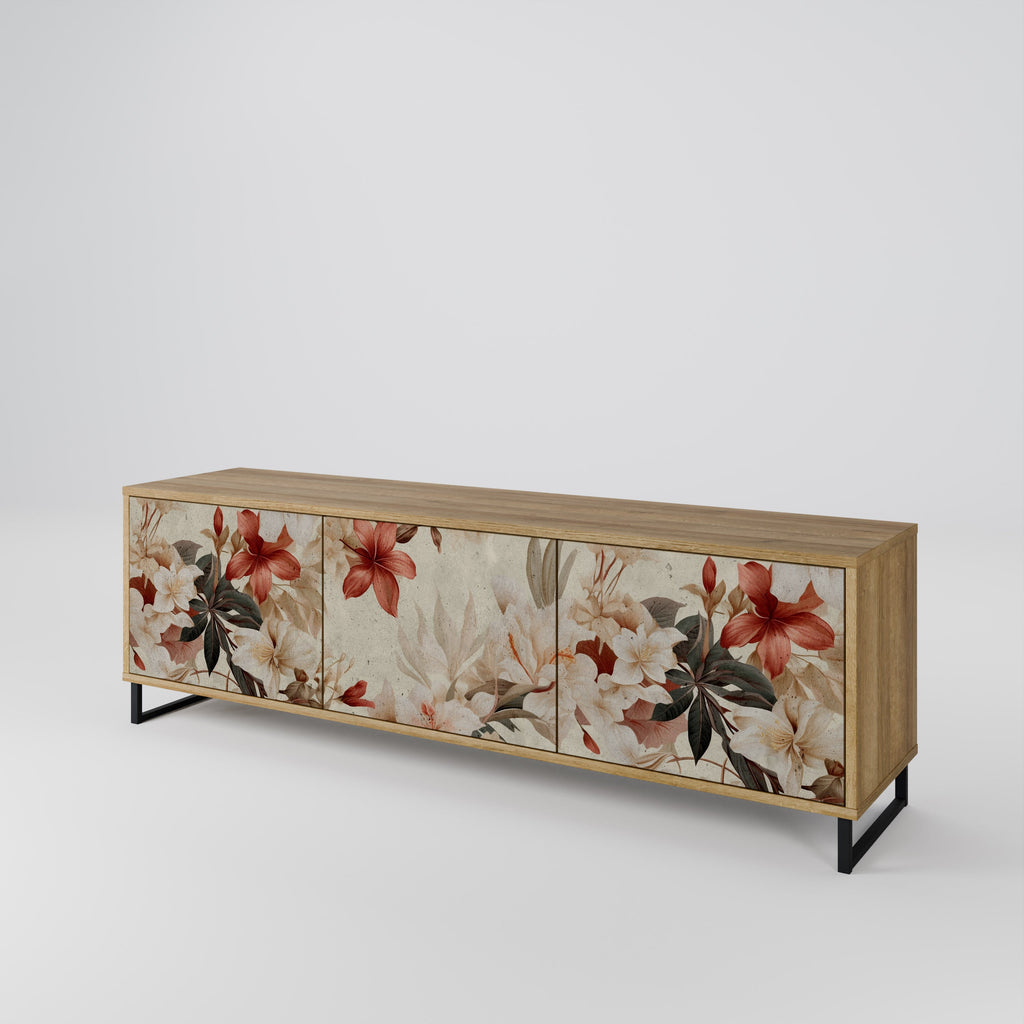 Meuble TV 3 portes PETAL HARMONY effet chêne