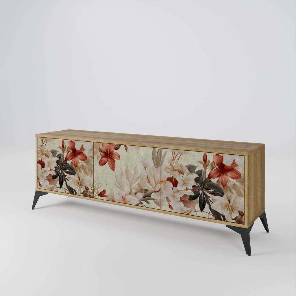 Meuble TV 3 portes PETAL HARMONY effet chêne