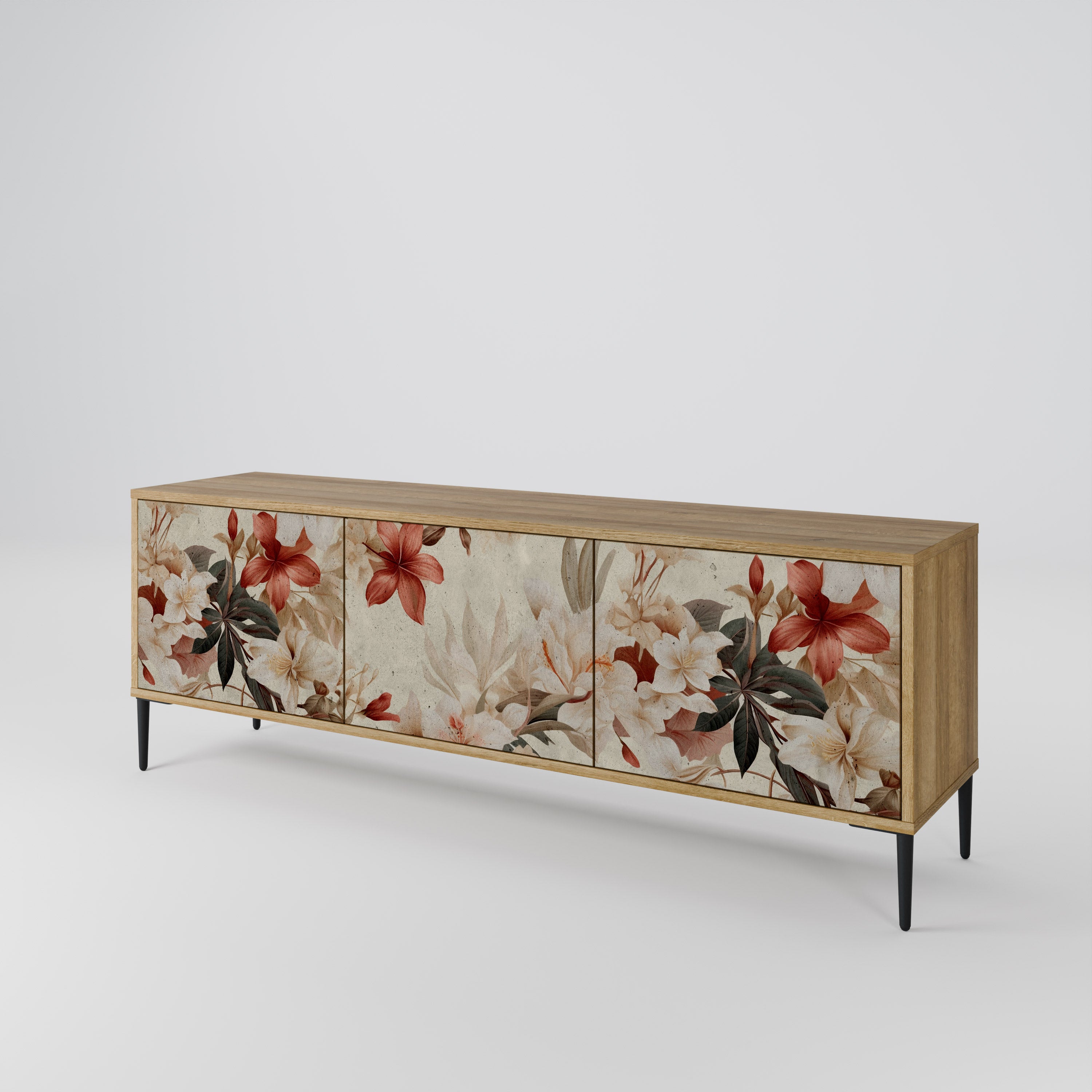 Meuble TV 3 portes PETAL HARMONY effet chêne