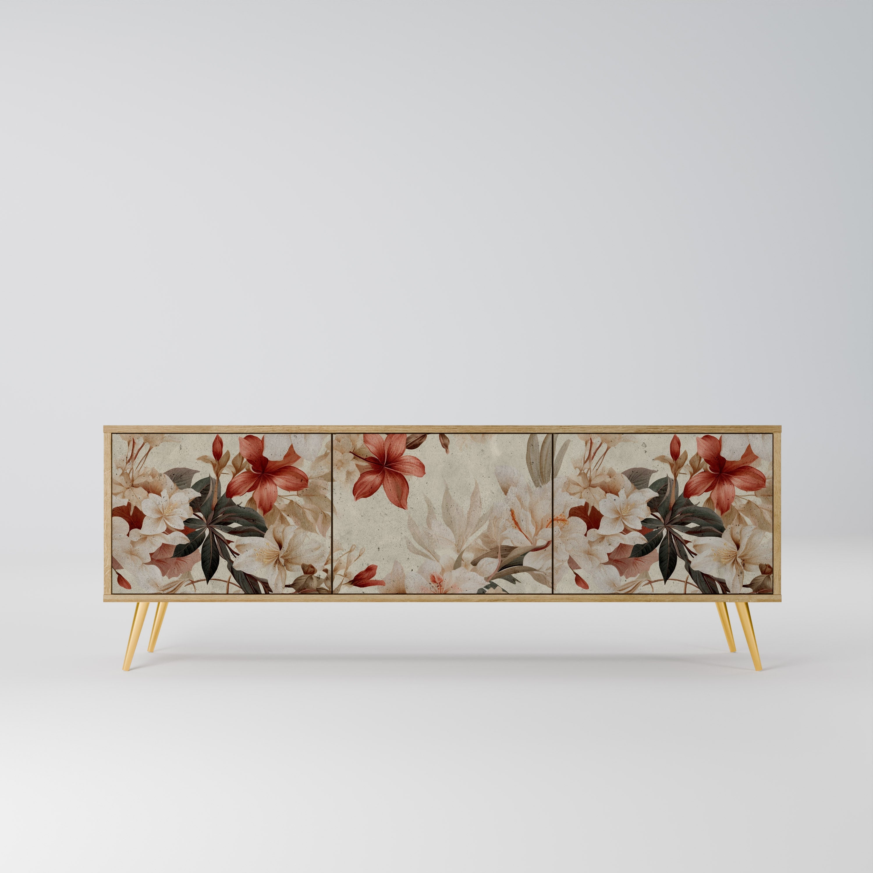 Meuble TV 3 portes PETAL HARMONY effet chêne