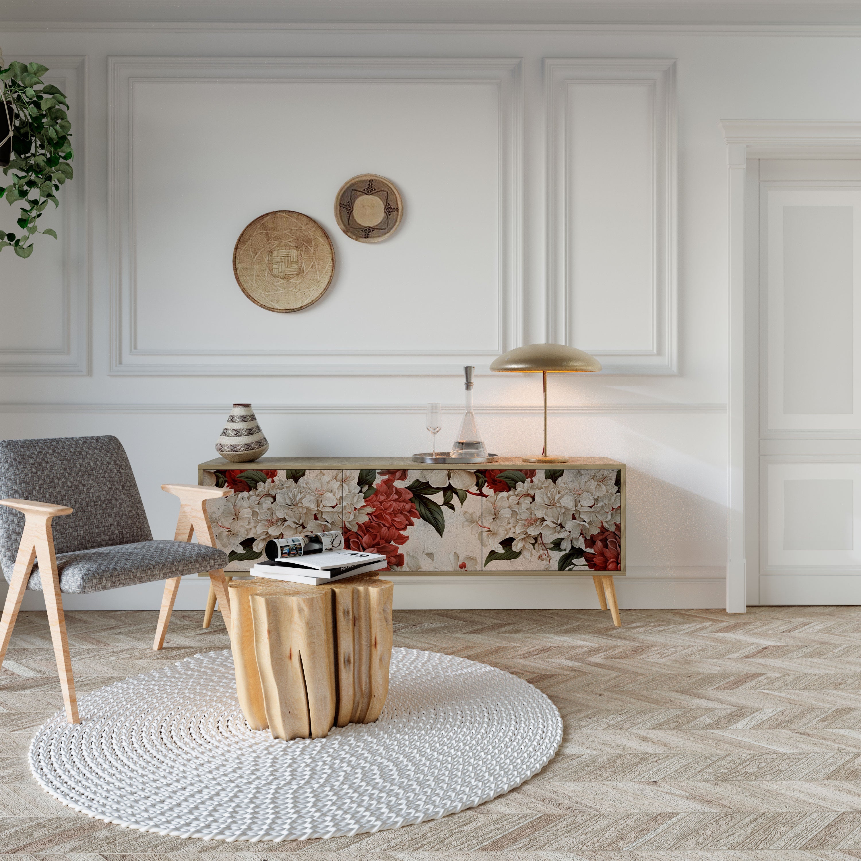 Meuble TV 3 portes EPHEMERAL DAYS effet chêne