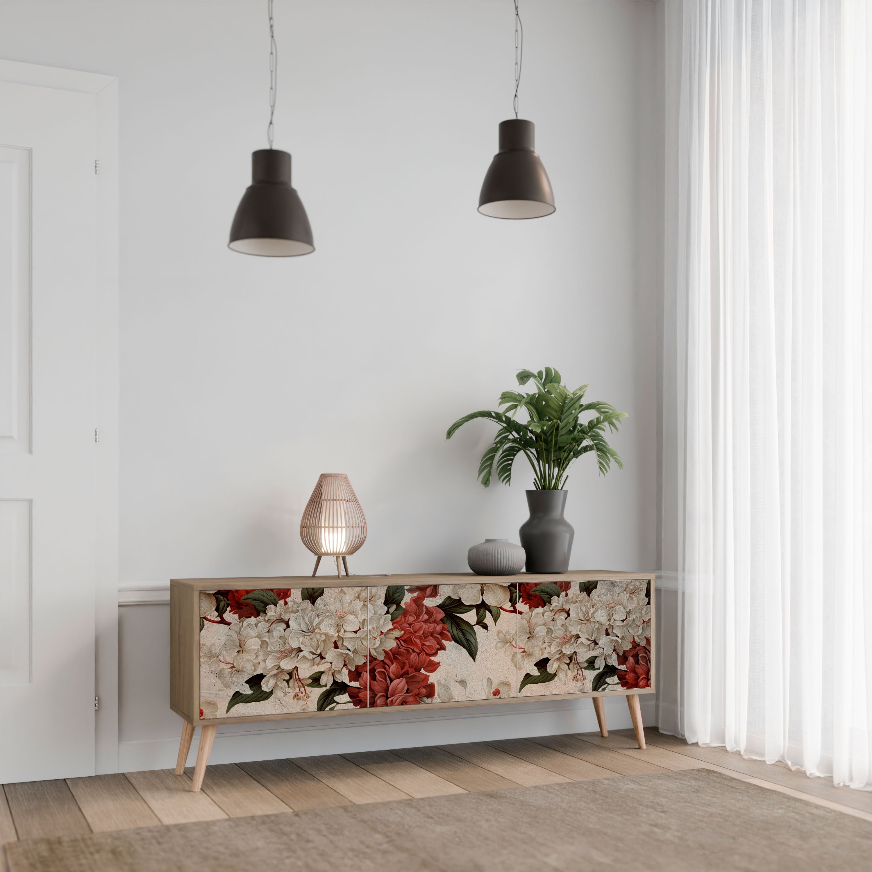 Meuble TV 3 portes EPHEMERAL DAYS effet chêne