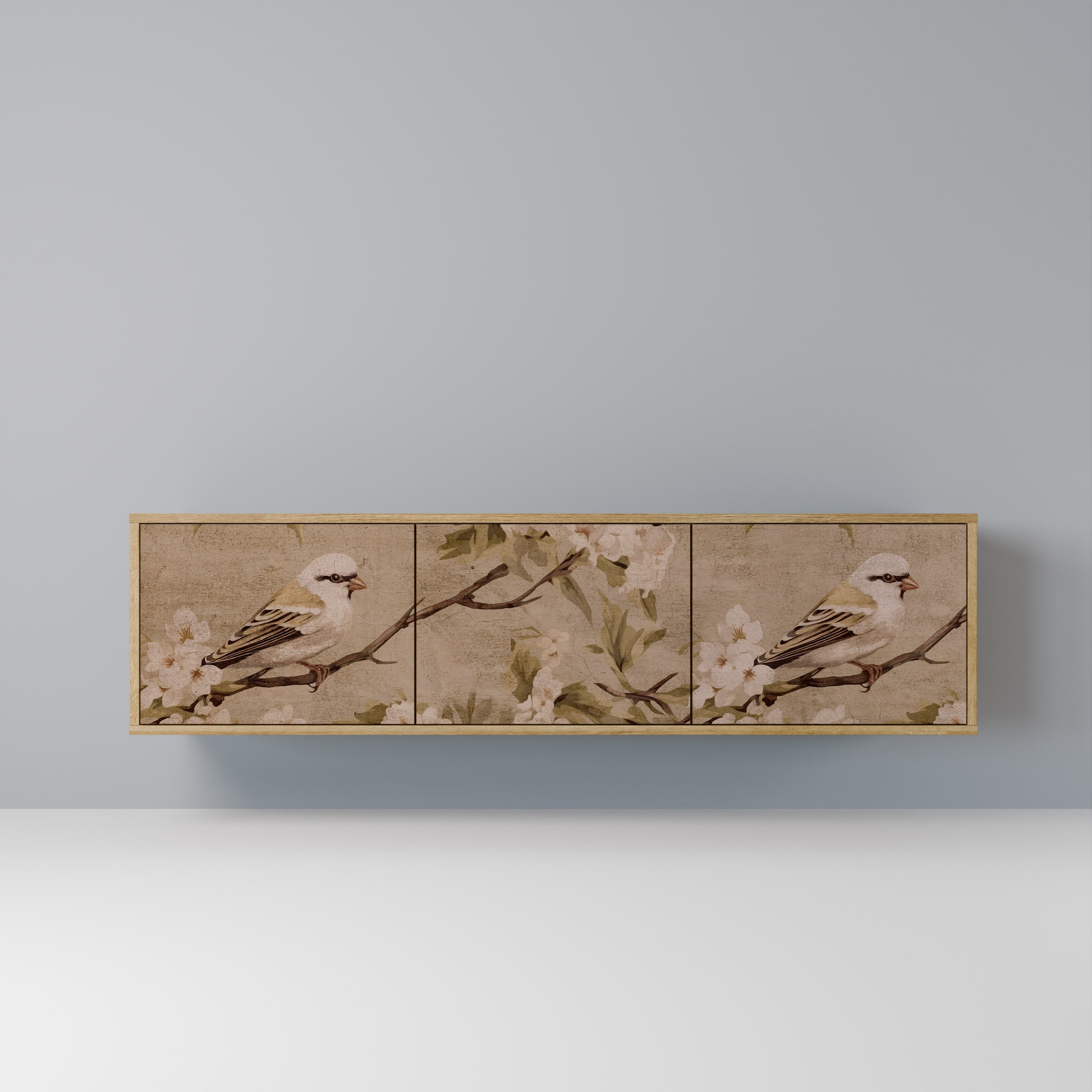 Meuble TV 3 portes PETAL DISTINGUISH effet chêne