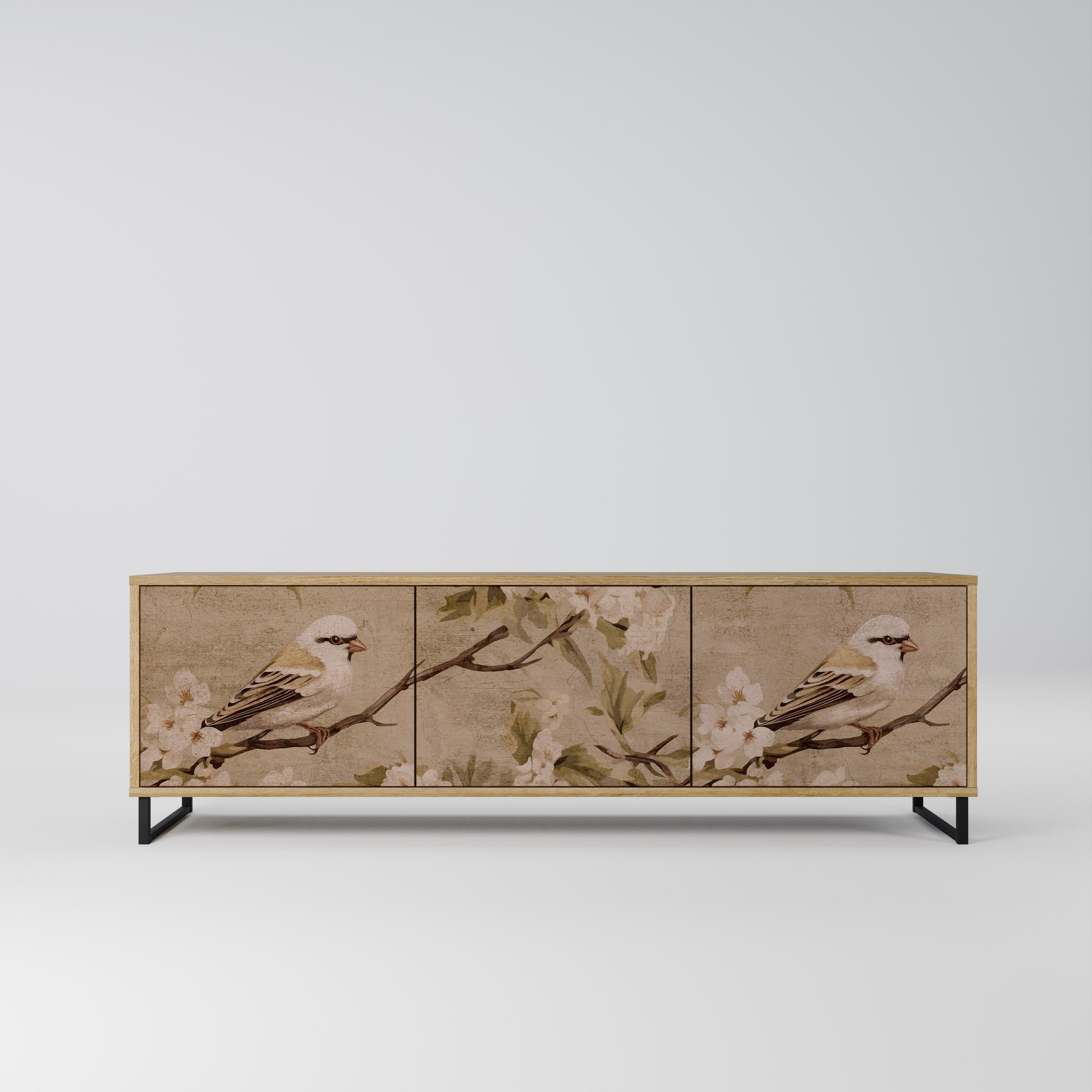 Meuble TV 3 portes PETAL DISTINGUISH effet chêne