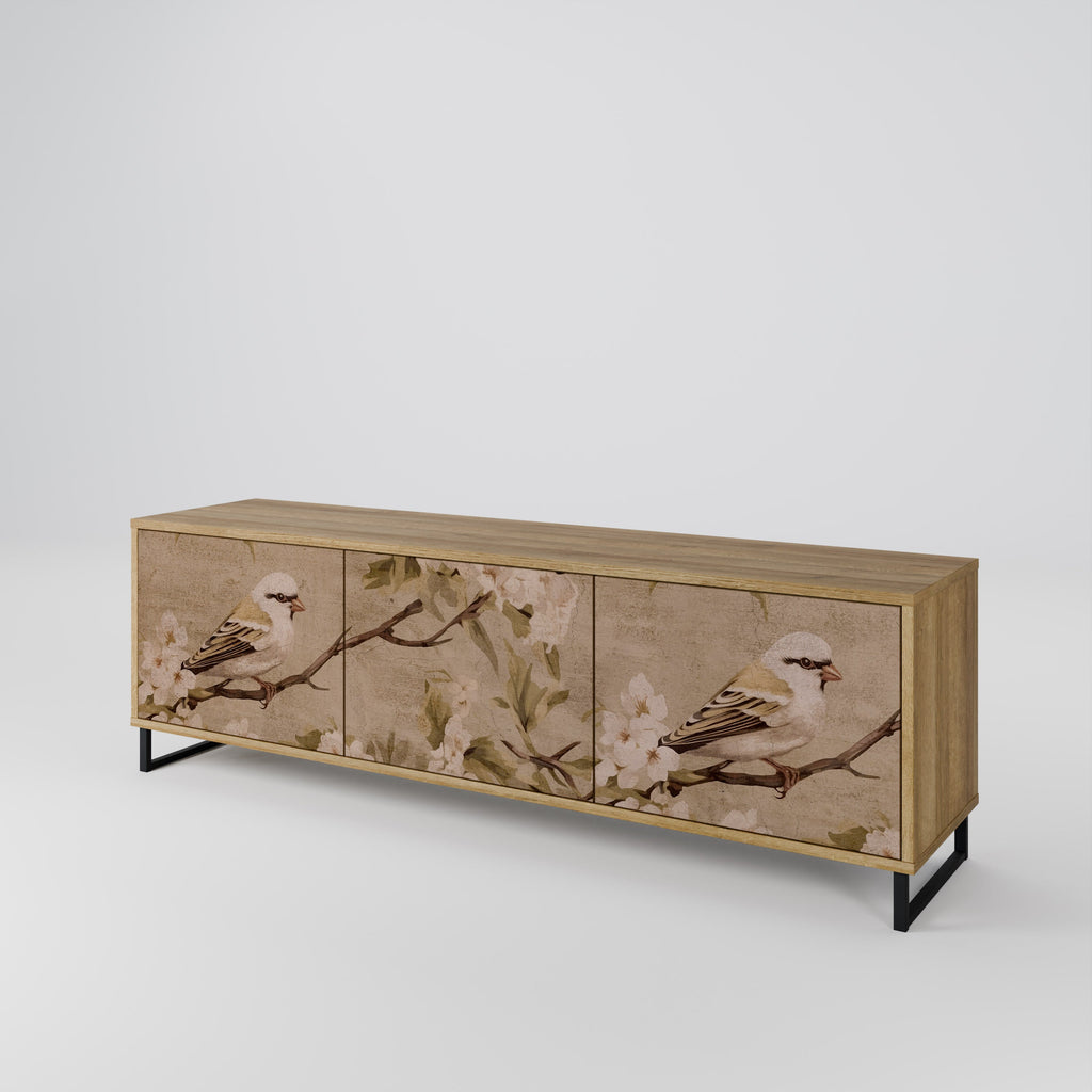 Meuble TV 3 portes PETAL DISTINGUISH effet chêne