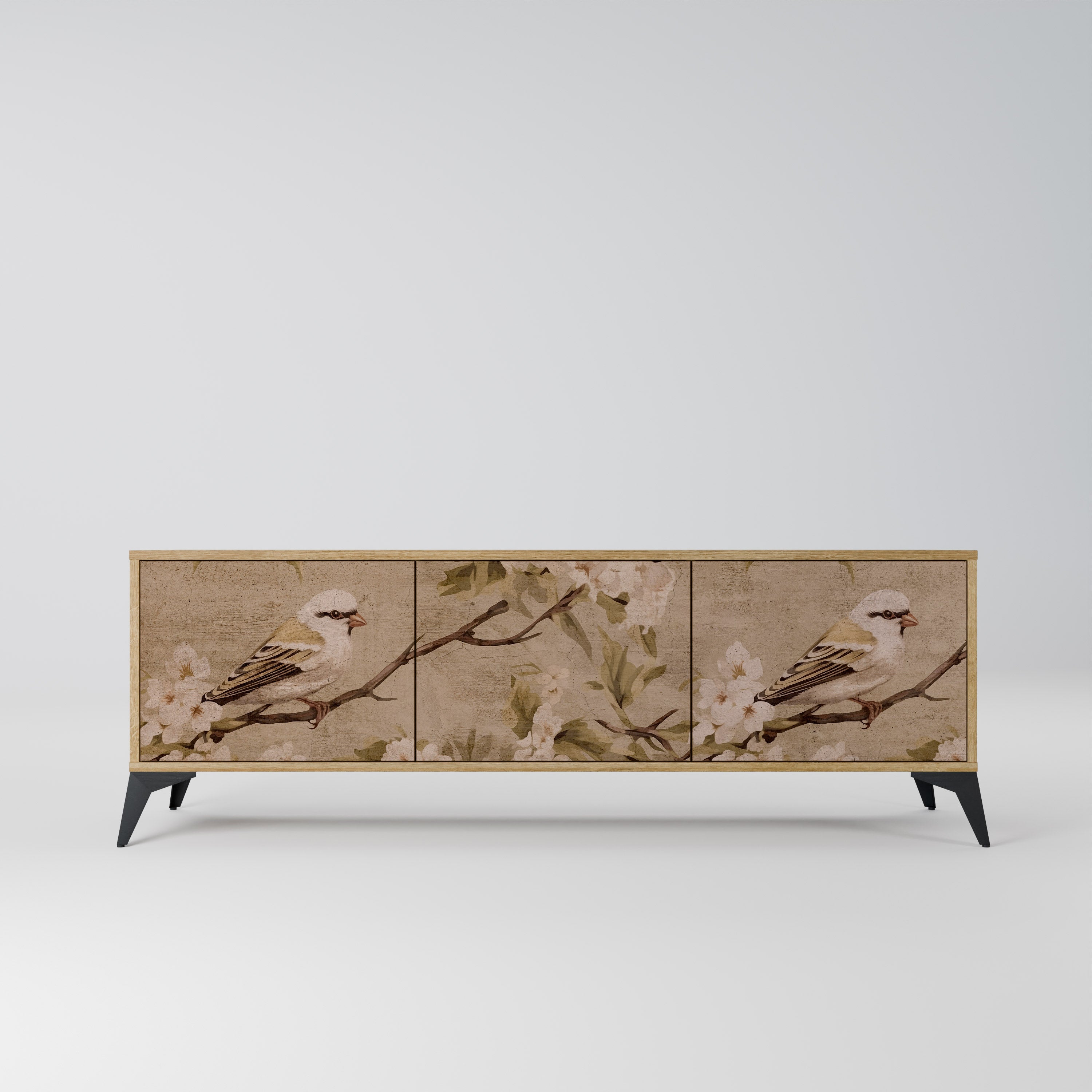 Meuble TV 3 portes PETAL DISTINGUISH effet chêne