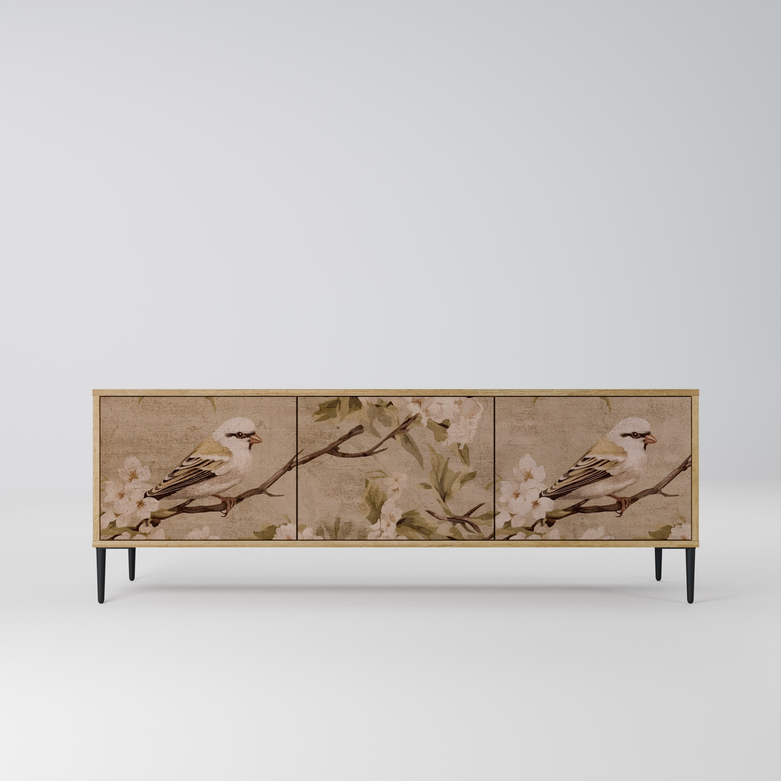 Meuble TV 3 portes PETAL DISTINGUISH effet chêne