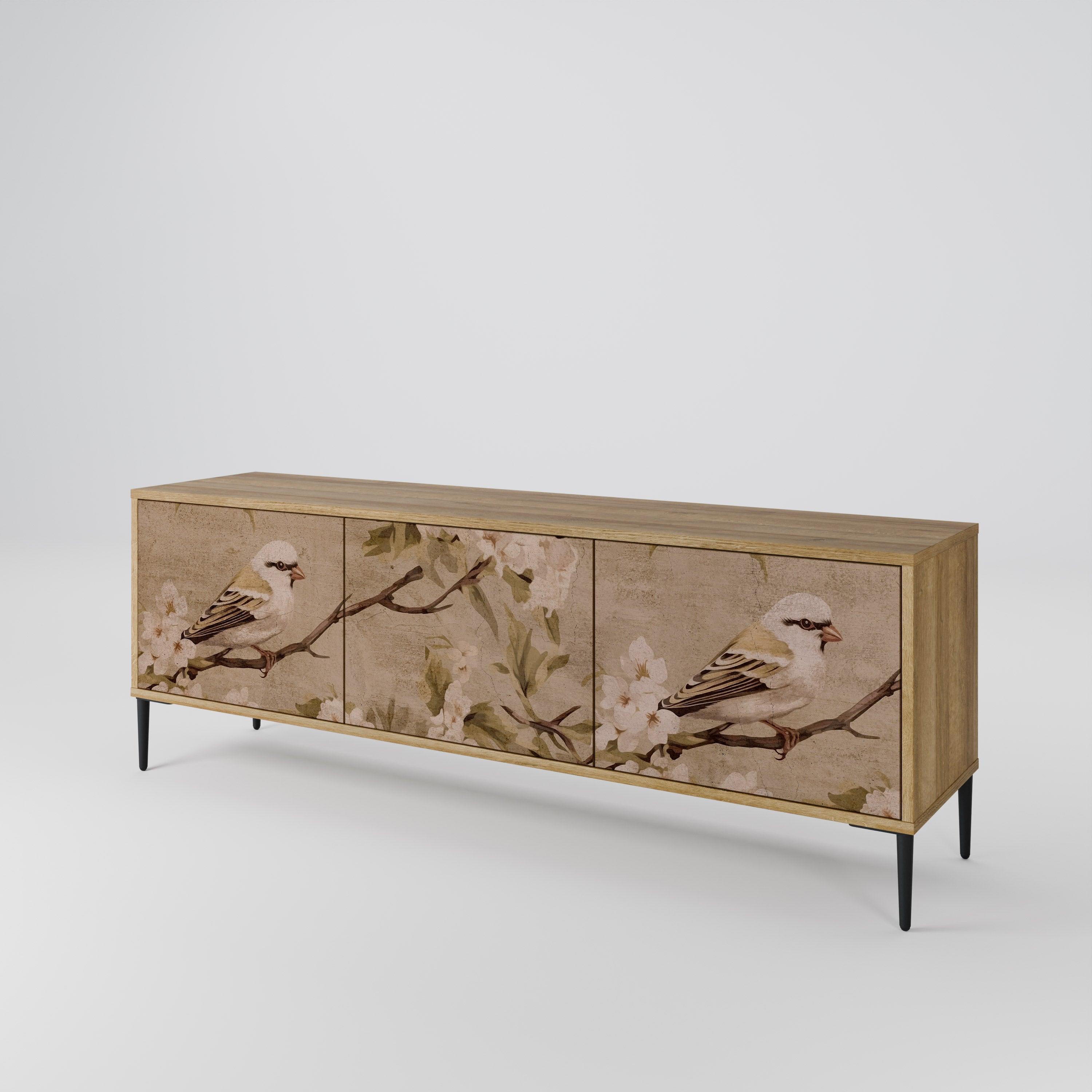 Meuble TV 3 portes PETAL DISTINGUISH effet chêne