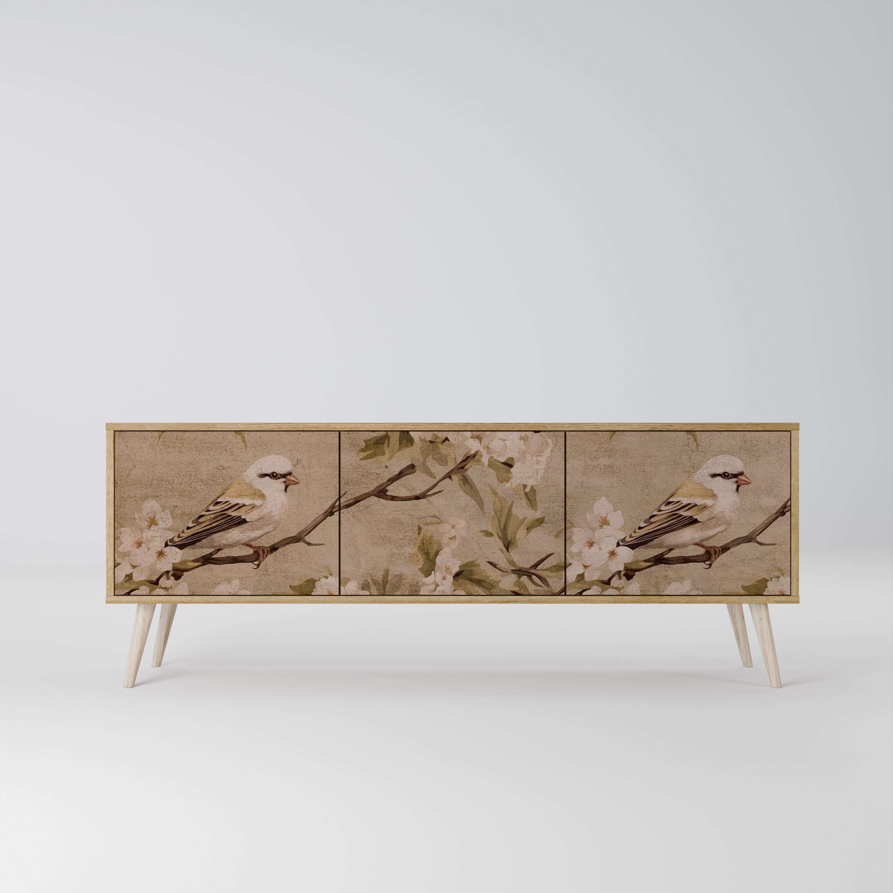 Meuble TV 3 portes PETAL DISTINGUISH effet chêne