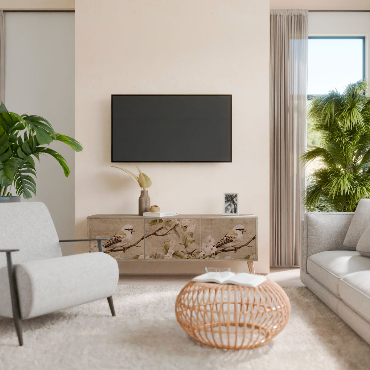 PETAL DISTINGUISH 3-Door TV Cabinet
