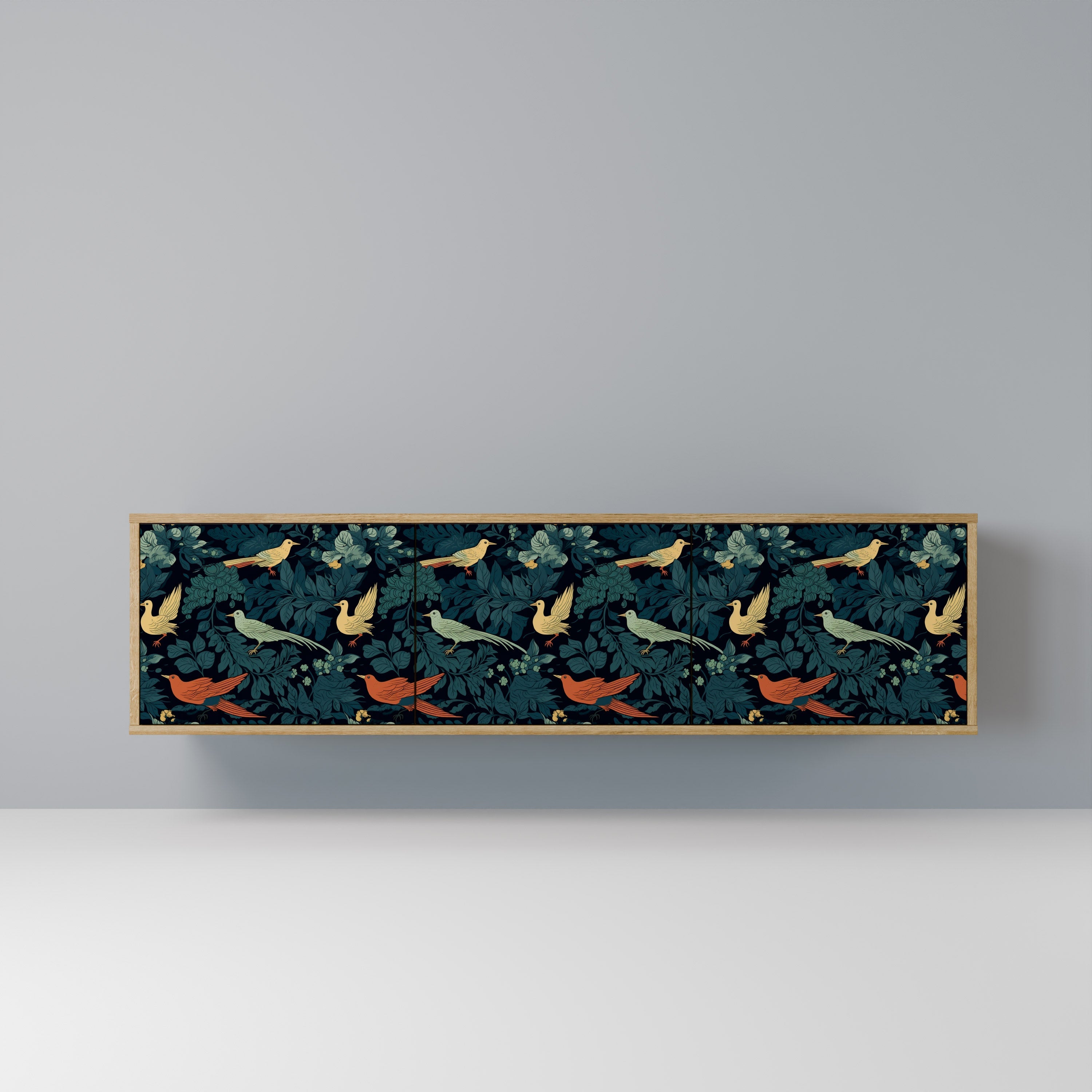 Meuble TV 3 portes FOWL ORNAMENT effet chêne