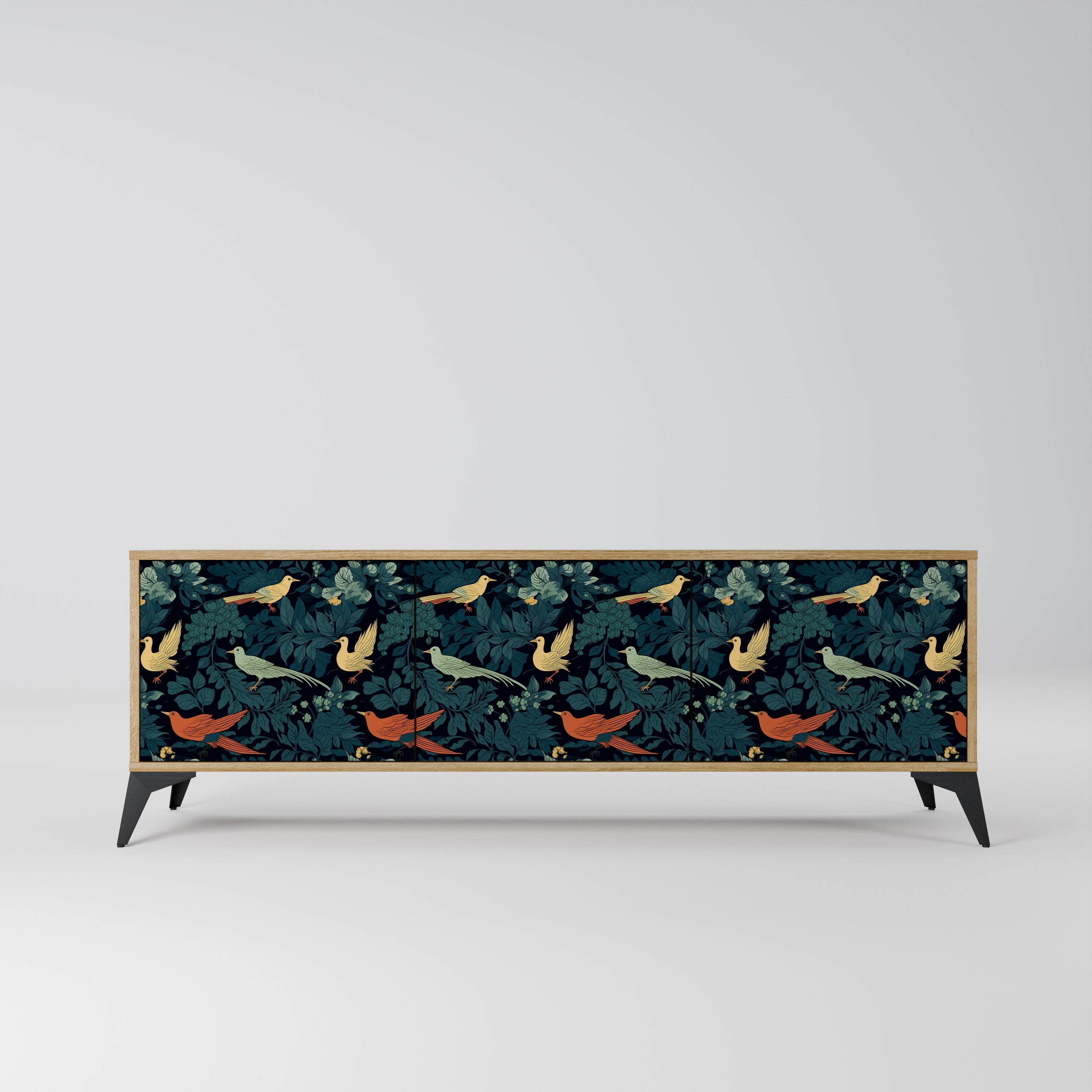 Meuble TV 3 portes FOWL ORNAMENT effet chêne