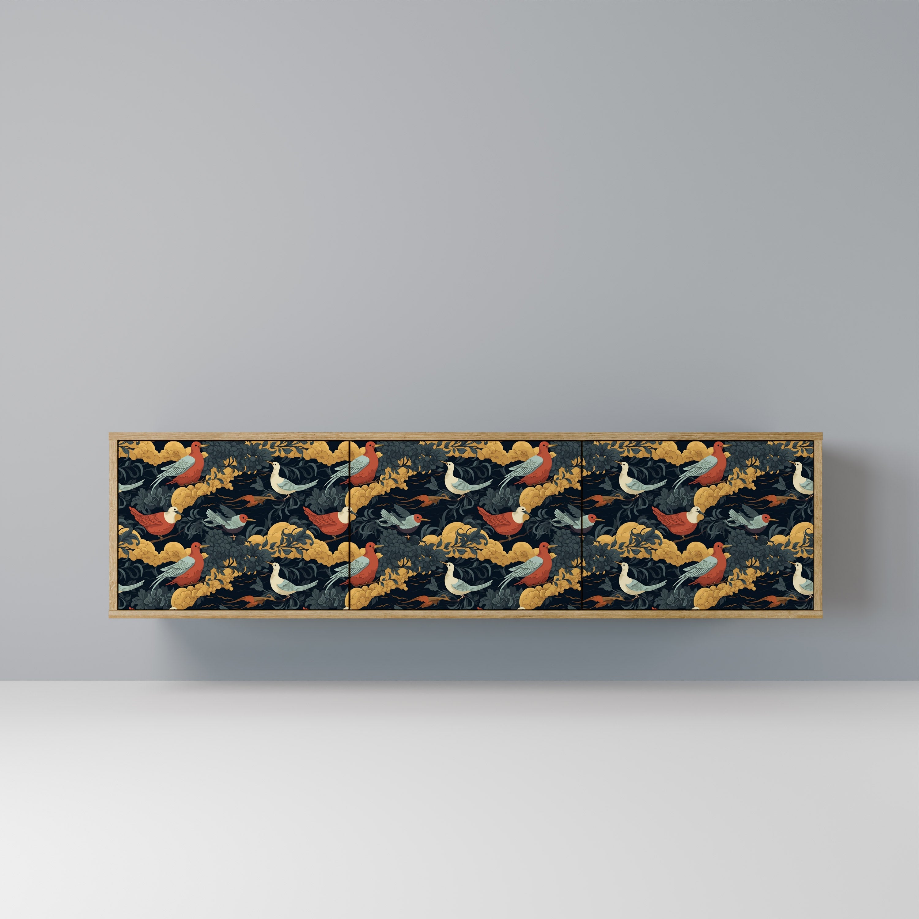 Meuble TV 3 portes FOWLY DAZE effet chêne