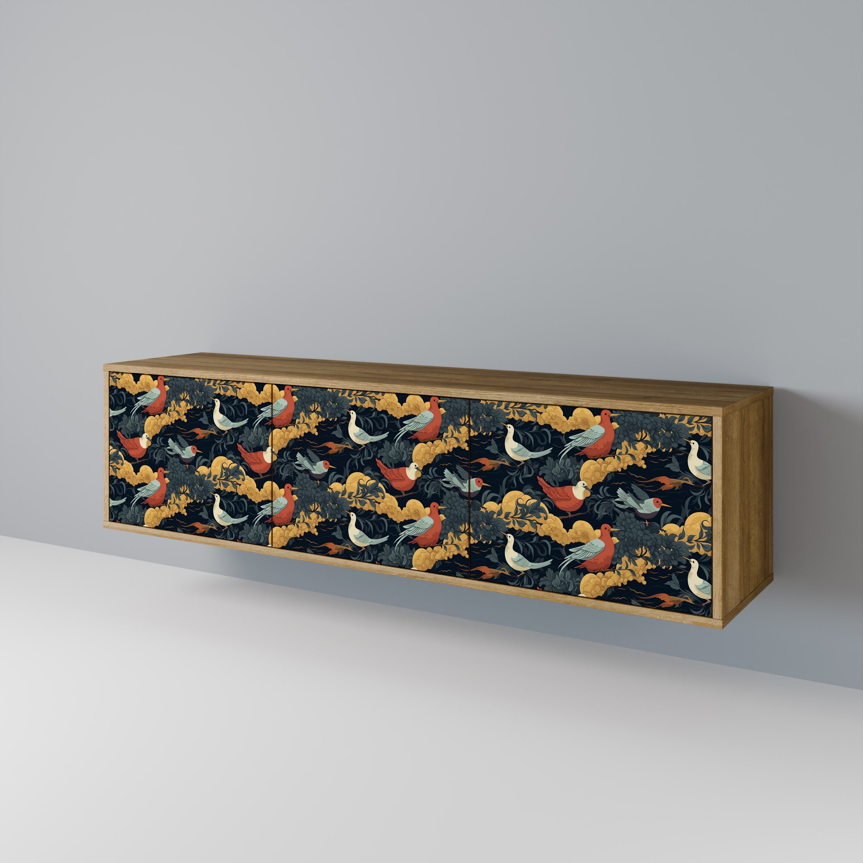 Meuble TV 3 portes FOWLY DAZE effet chêne