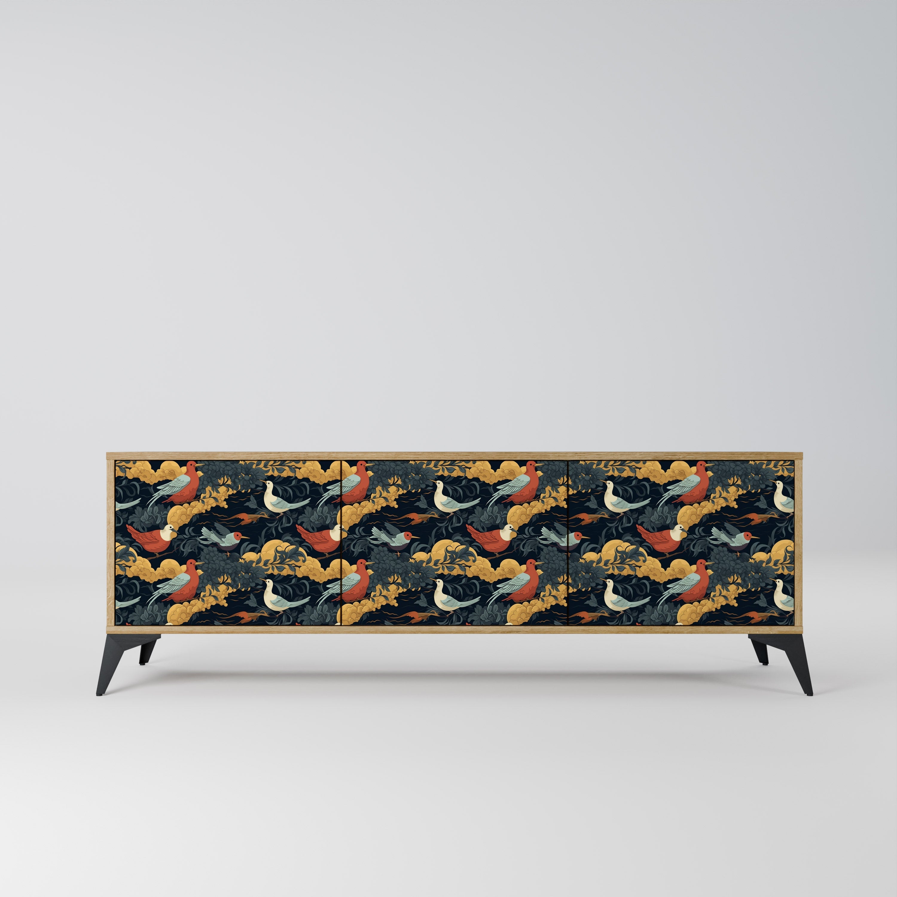 Meuble TV 3 portes FOWLY DAZE effet chêne