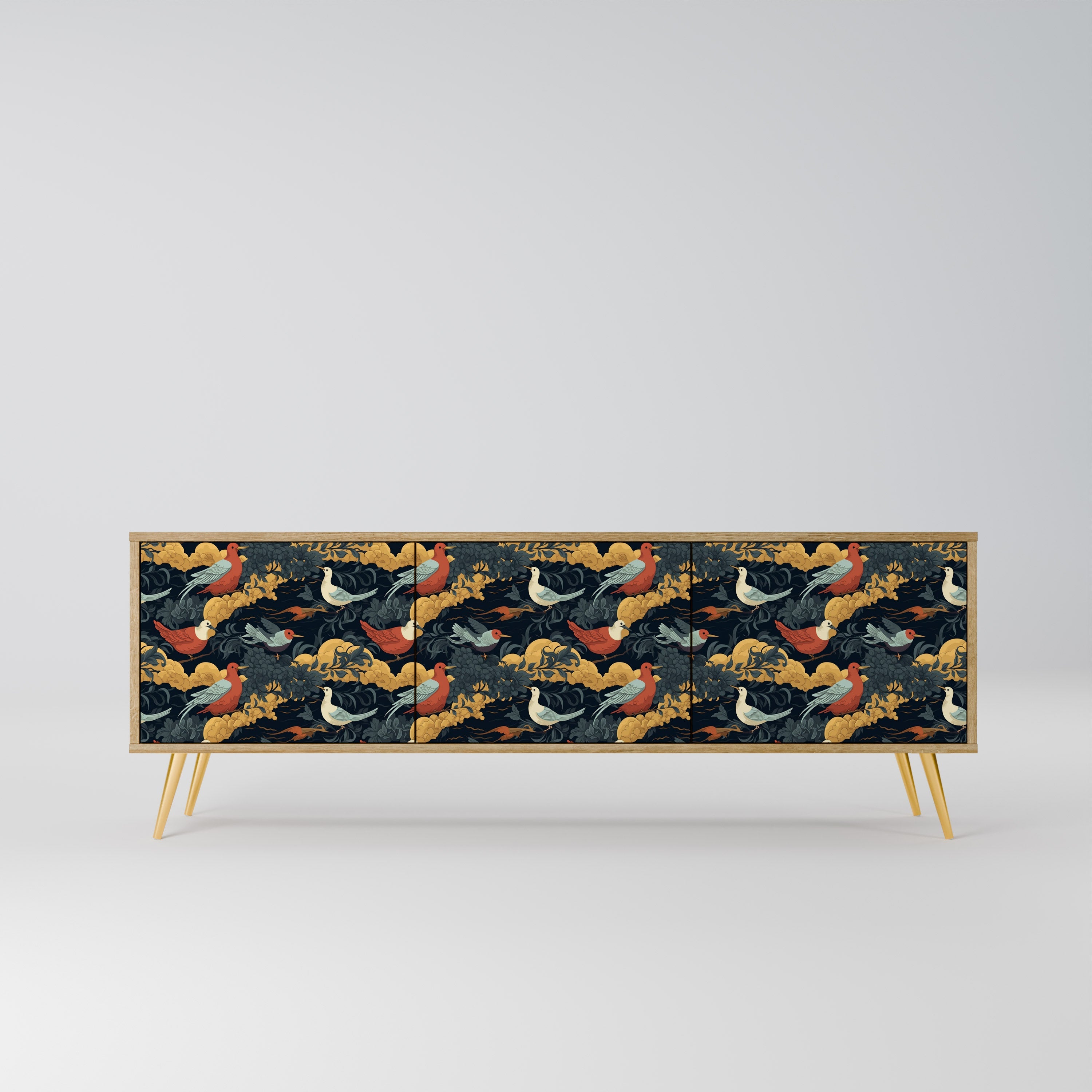 Meuble TV 3 portes FOWLY DAZE effet chêne