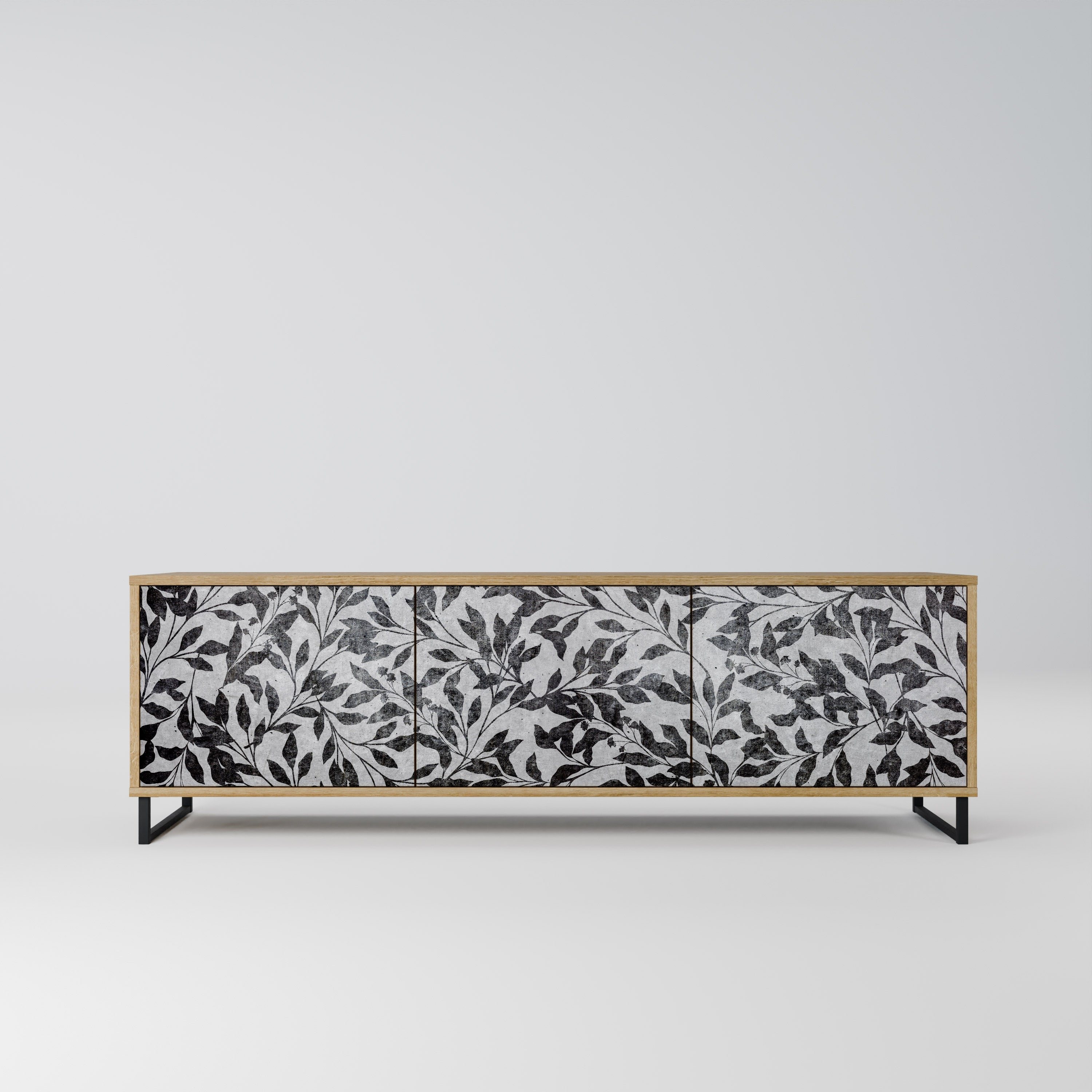 Meuble TV 3 portes CHARCOAL SPROUT effet chêne