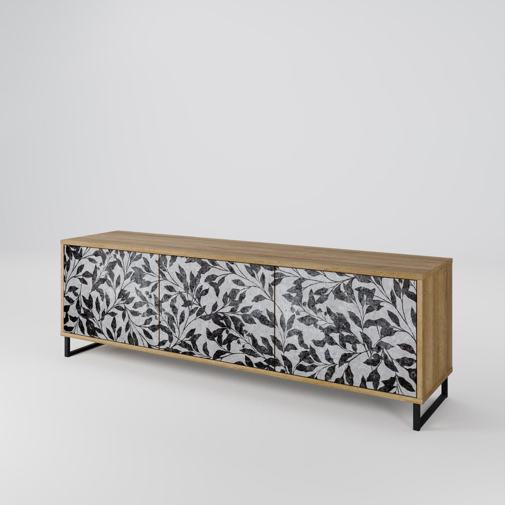 Meuble TV 3 portes CHARCOAL SPROUT effet chêne