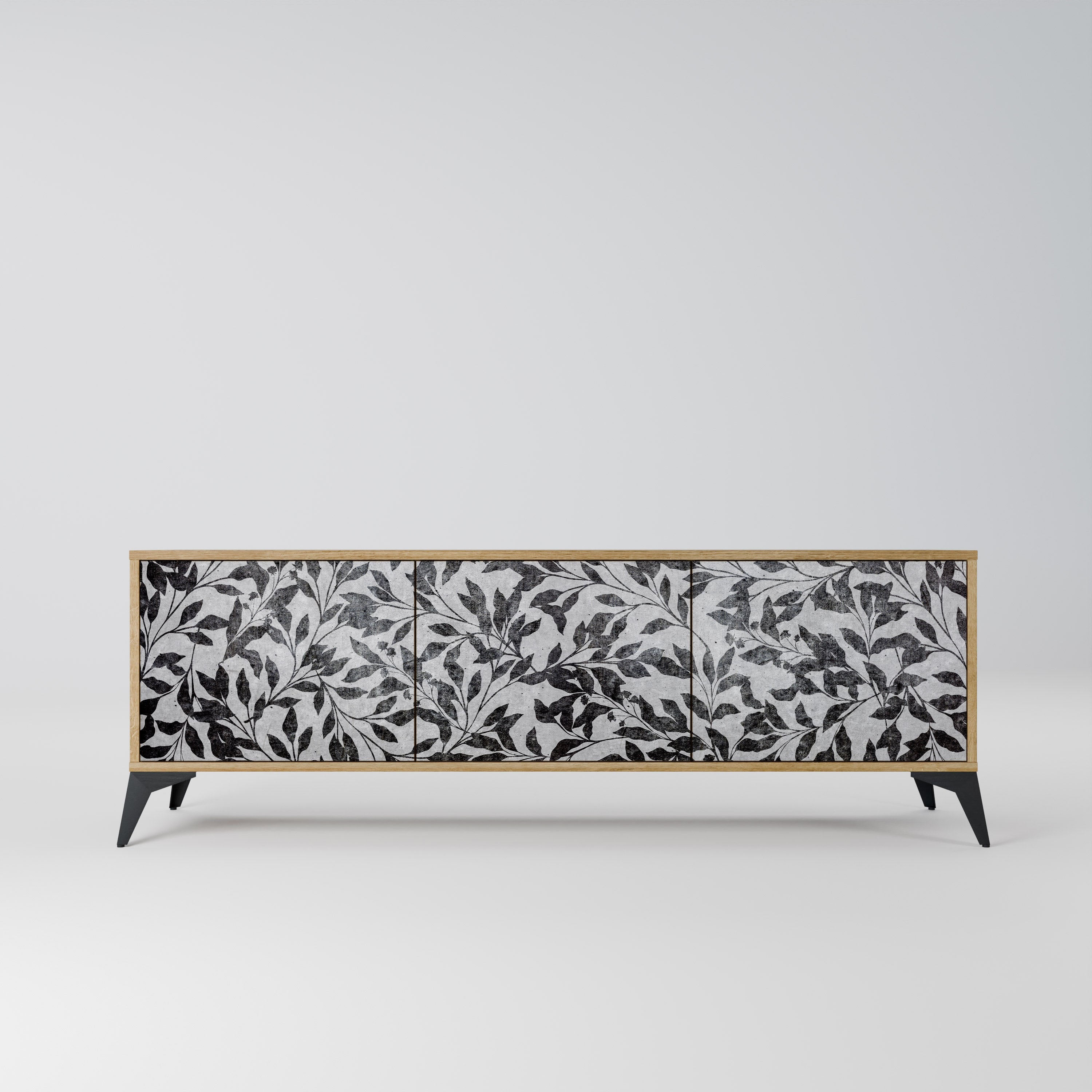 Meuble TV 3 portes CHARCOAL SPROUT effet chêne