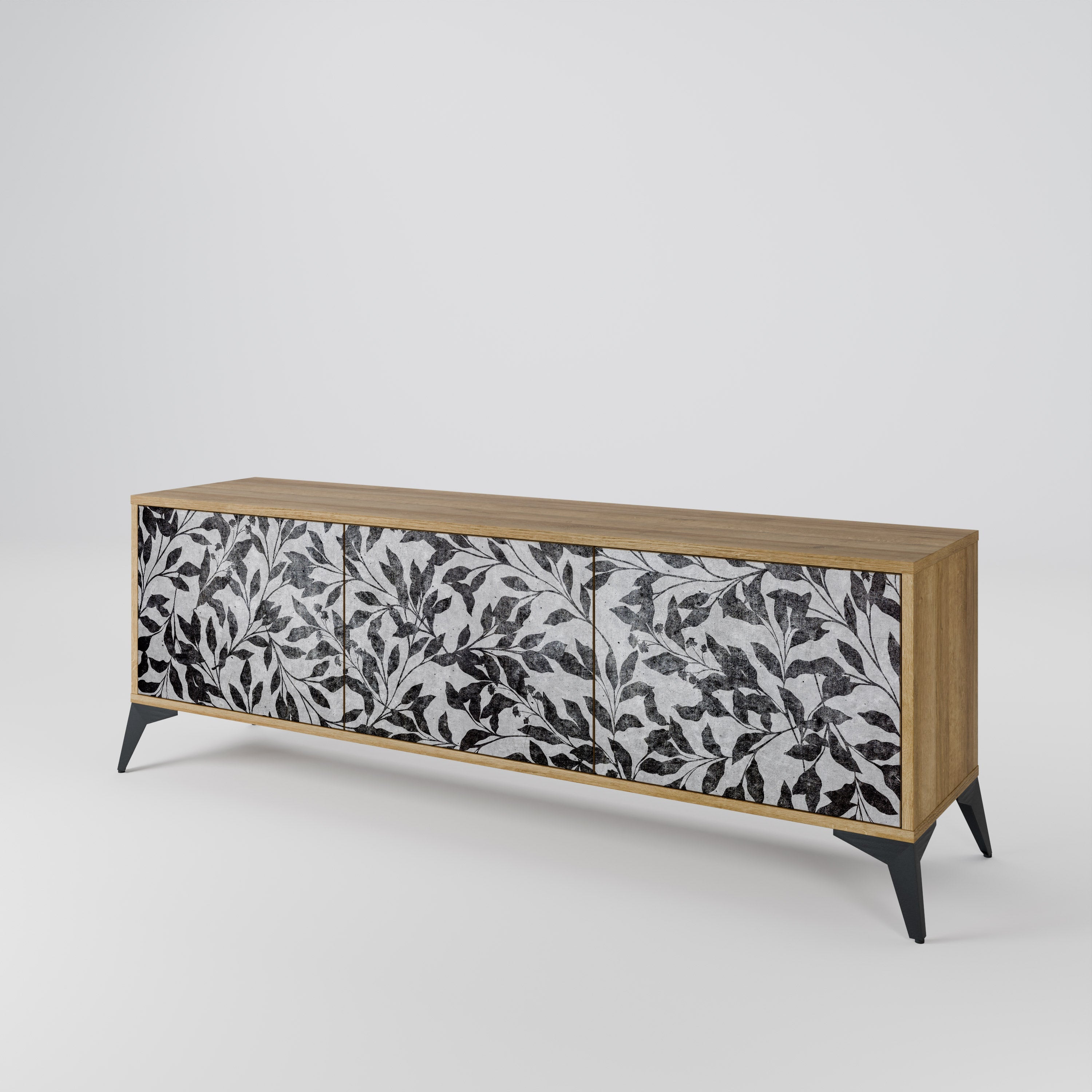 Meuble TV 3 portes CHARCOAL SPROUT effet chêne