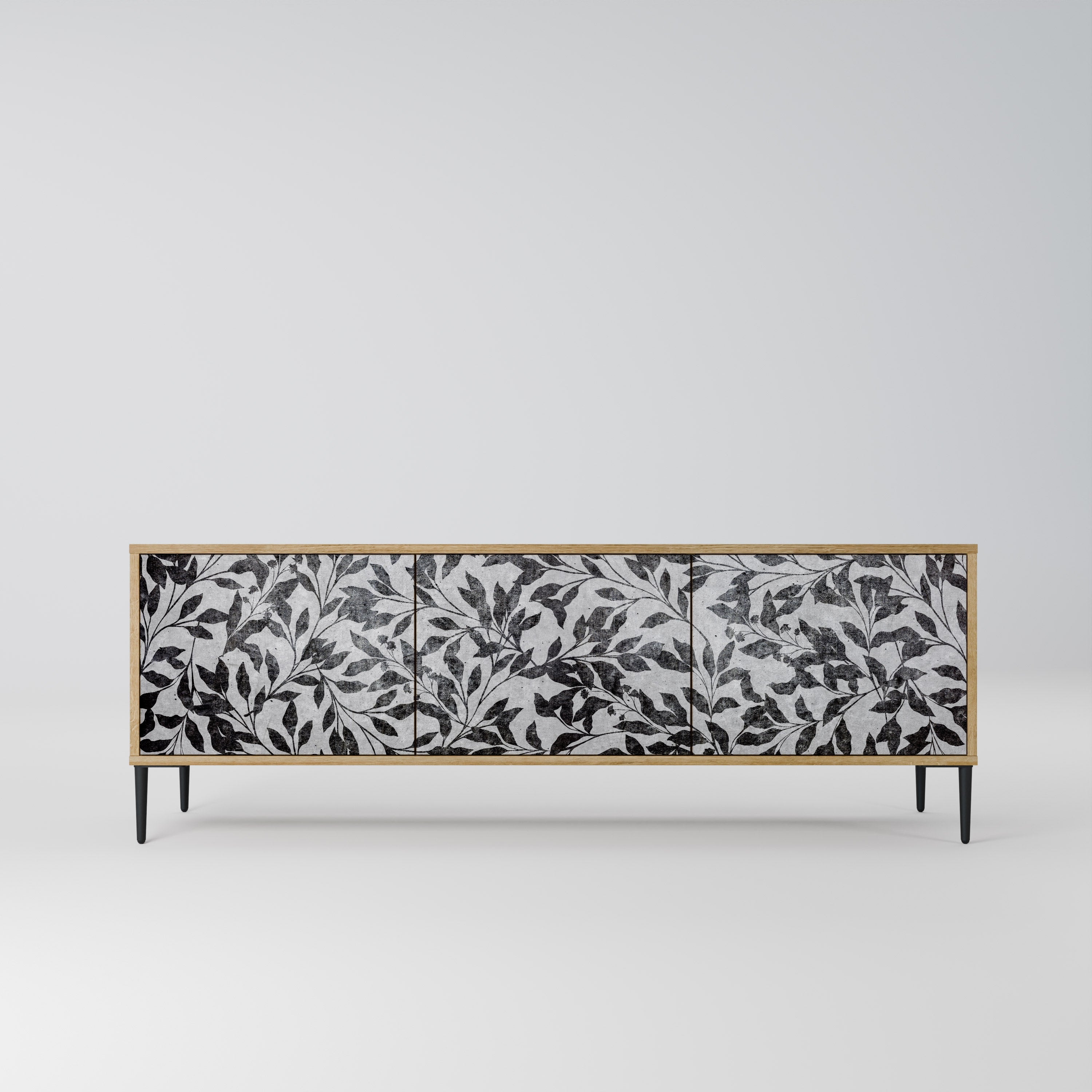 Meuble TV 3 portes CHARCOAL SPROUT effet chêne