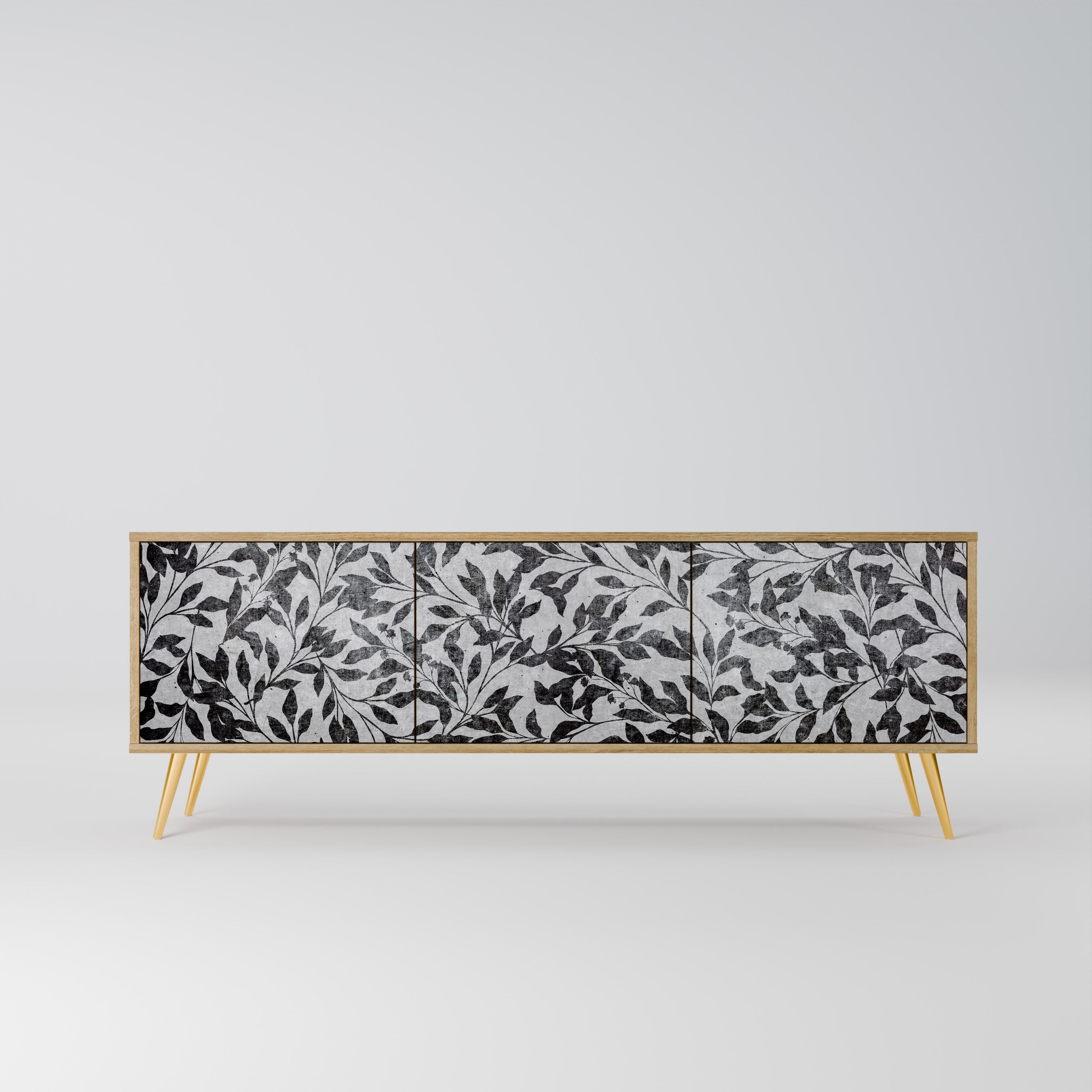 Meuble TV 3 portes CHARCOAL SPROUT effet chêne