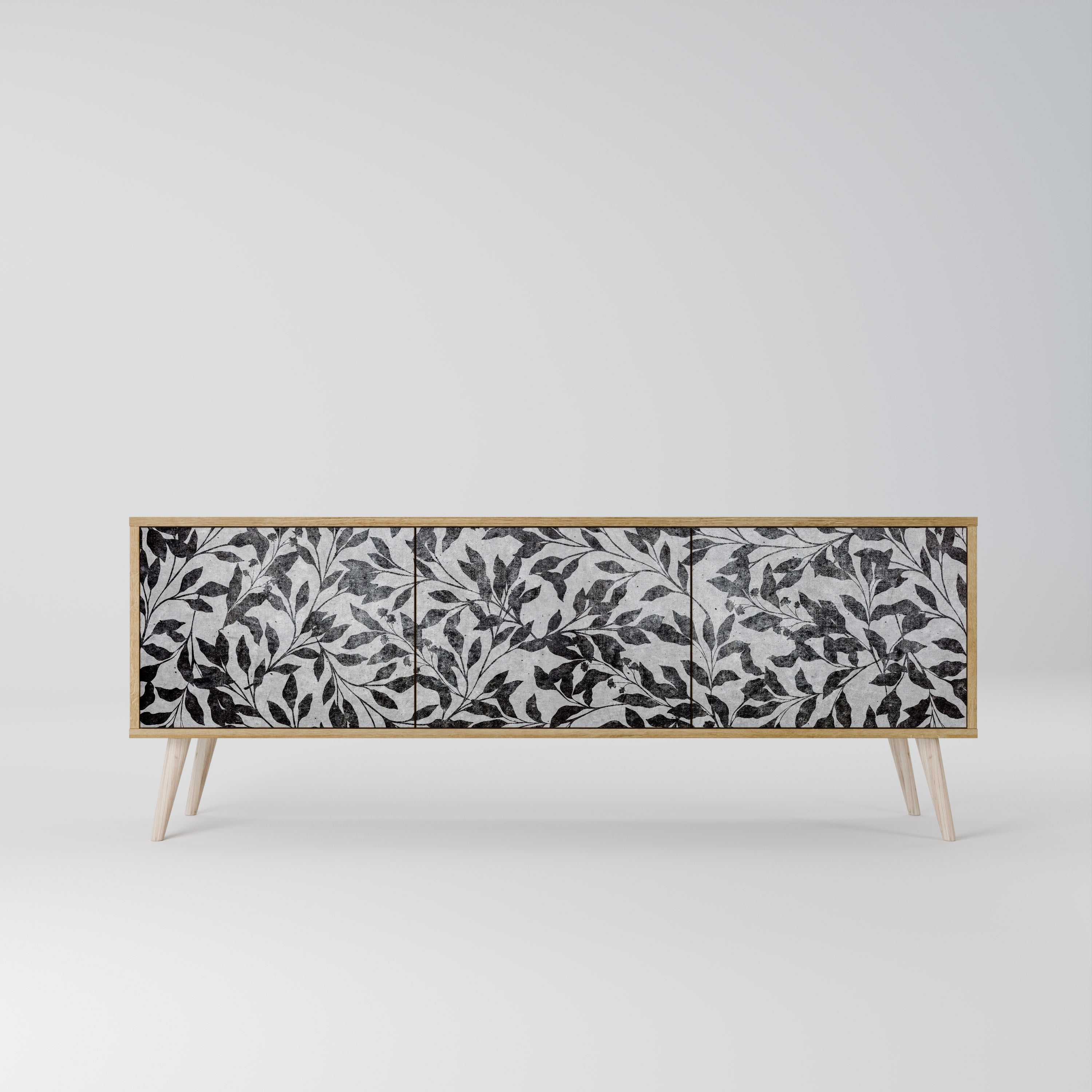 Meuble TV 3 portes CHARCOAL SPROUT effet chêne