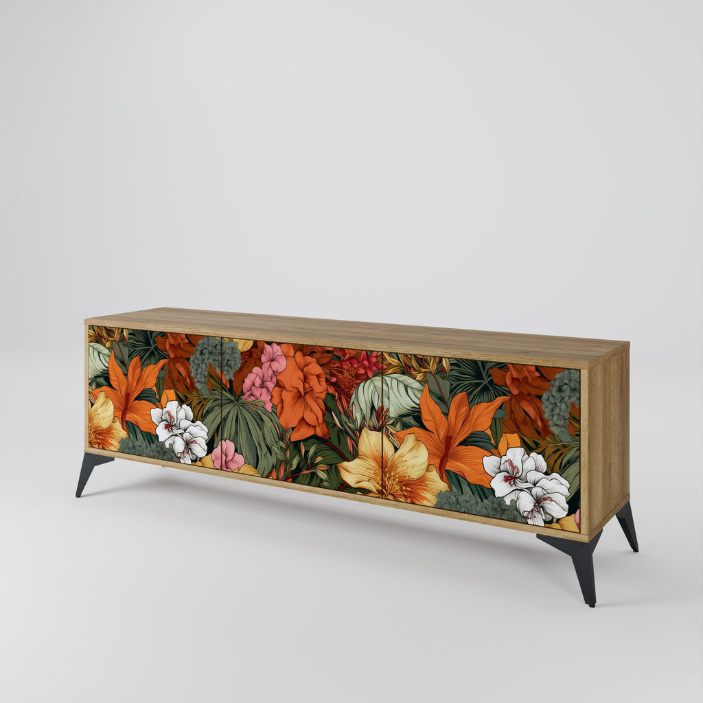 Meuble TV 3 portes RADIANT FLORA effet chêne