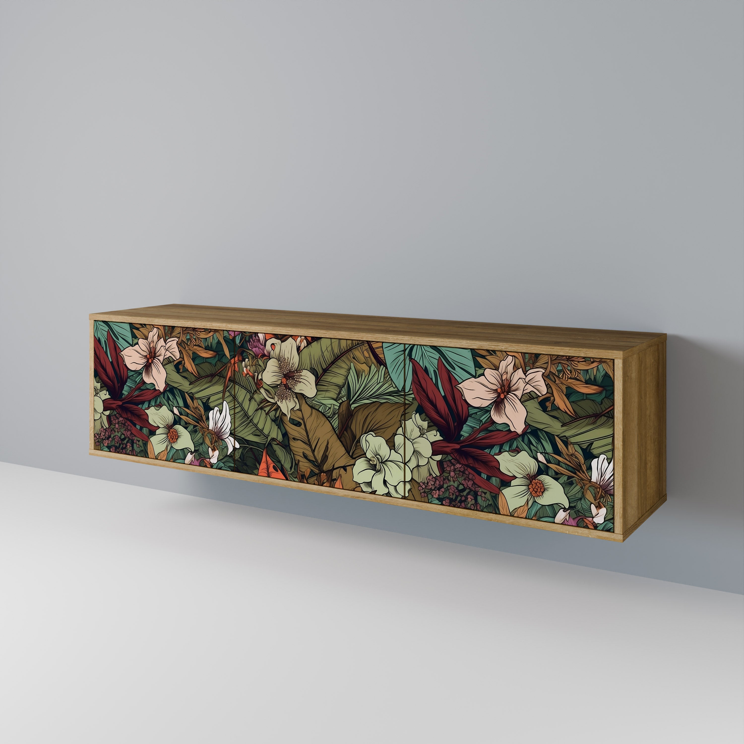 Meuble TV 3 portes BOTANICAL EMERGENCE effet chêne