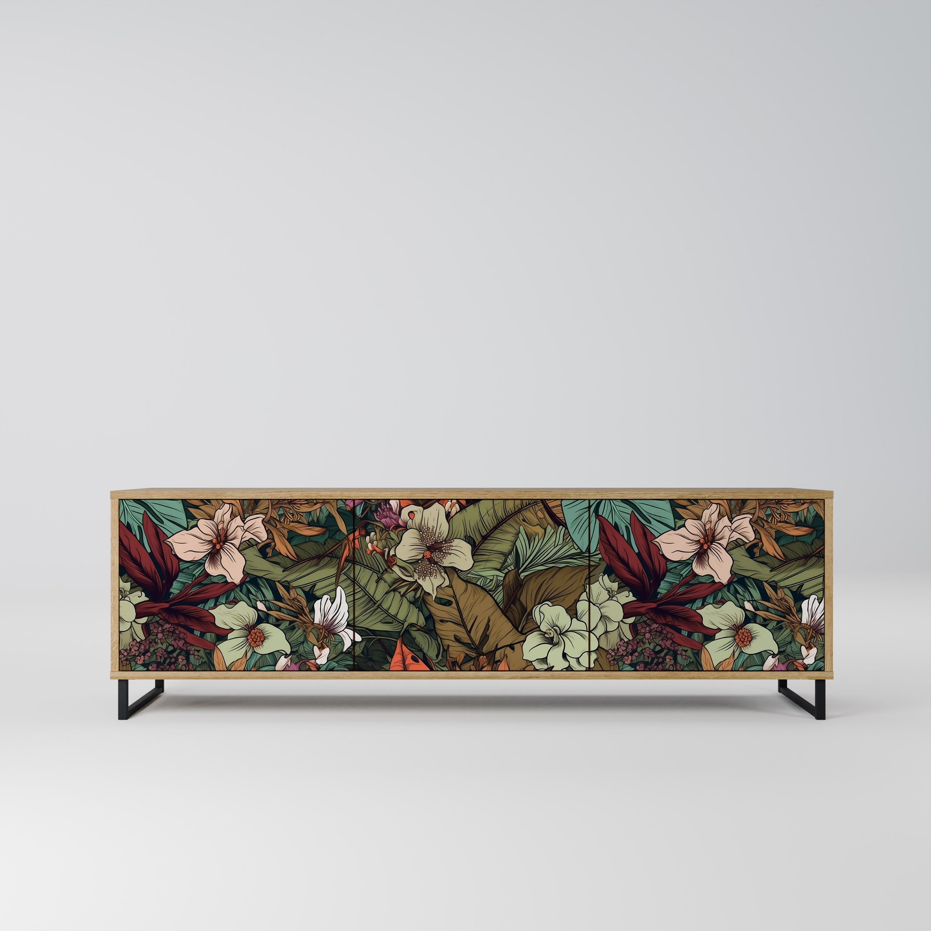 Meuble TV 3 portes BOTANICAL EMERGENCE effet chêne