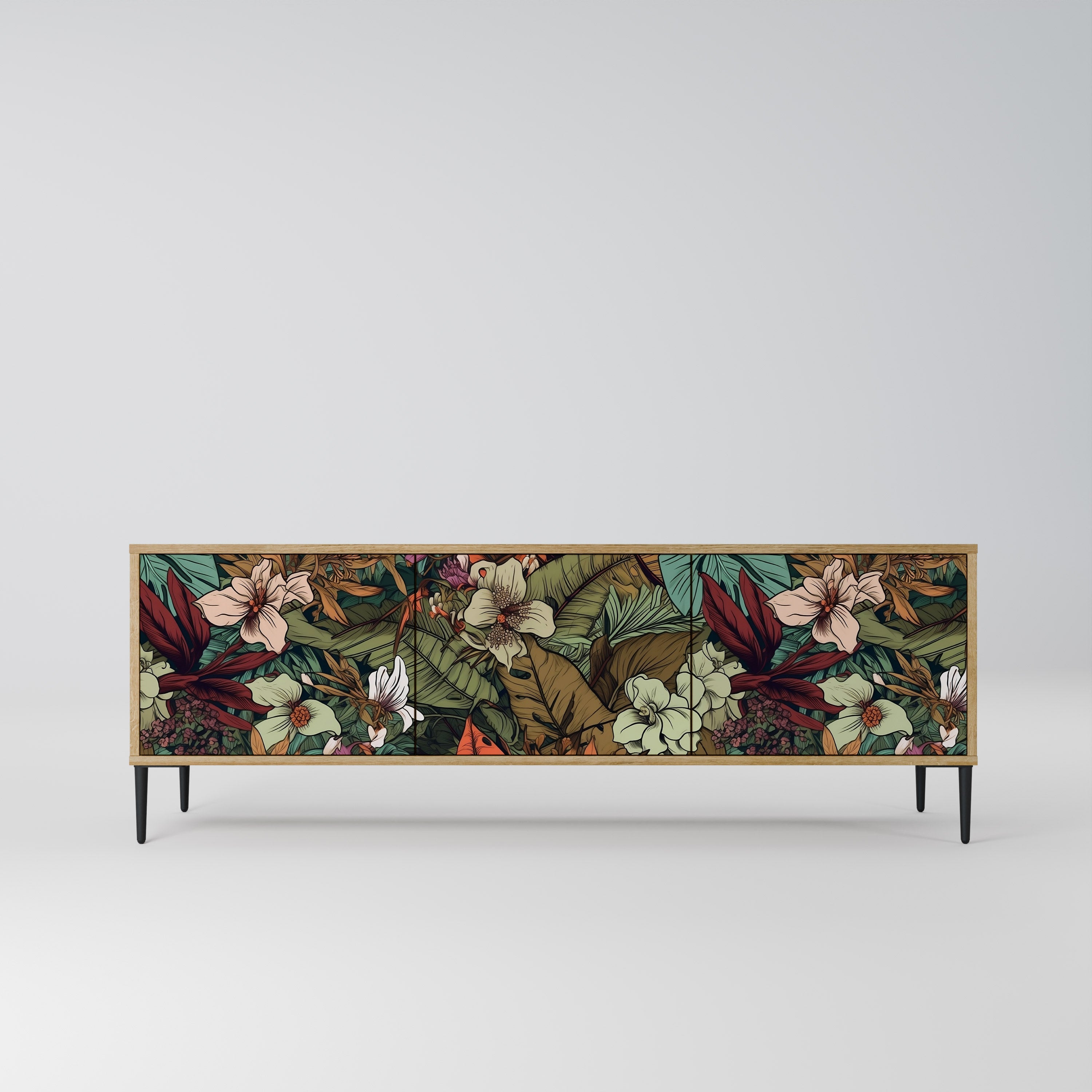 Meuble TV 3 portes BOTANICAL EMERGENCE effet chêne