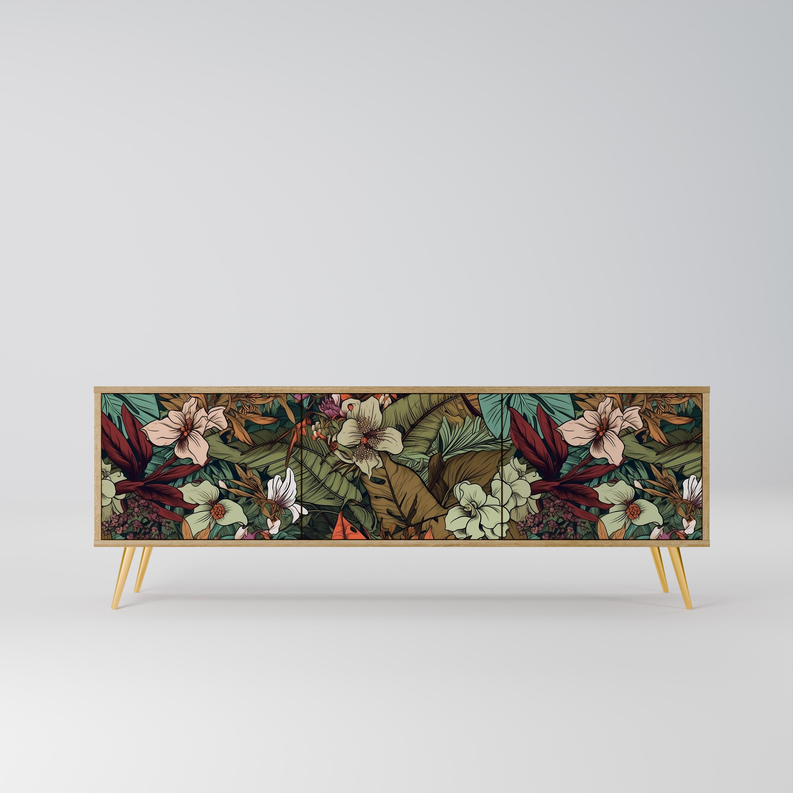 Meuble TV 3 portes BOTANICAL EMERGENCE effet chêne