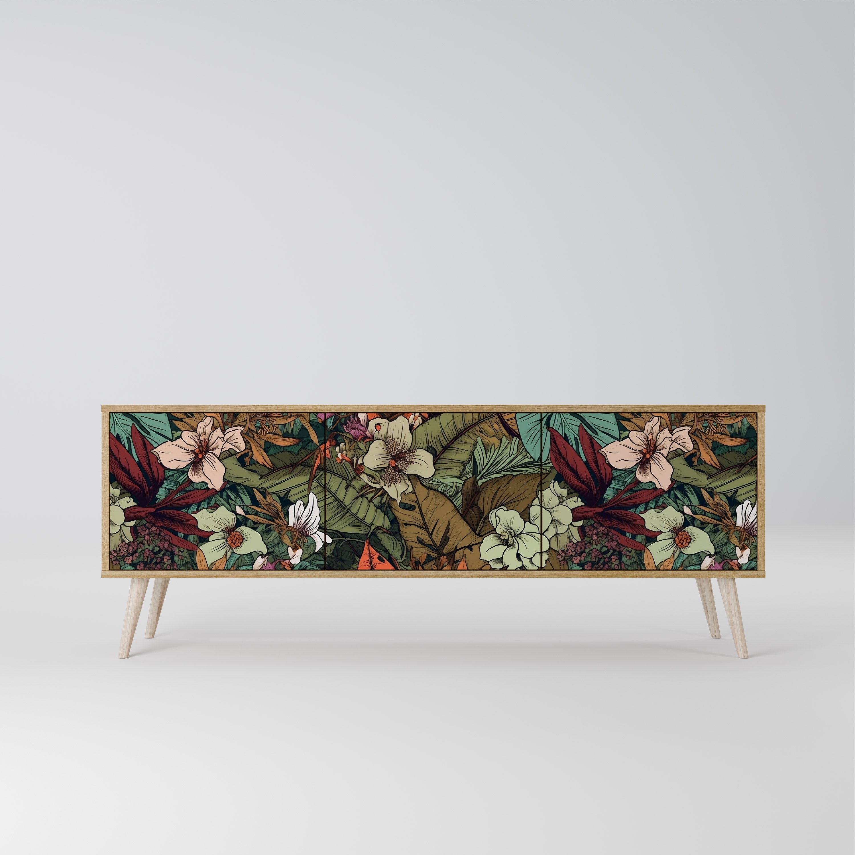 Meuble TV 3 portes BOTANICAL EMERGENCE effet chêne