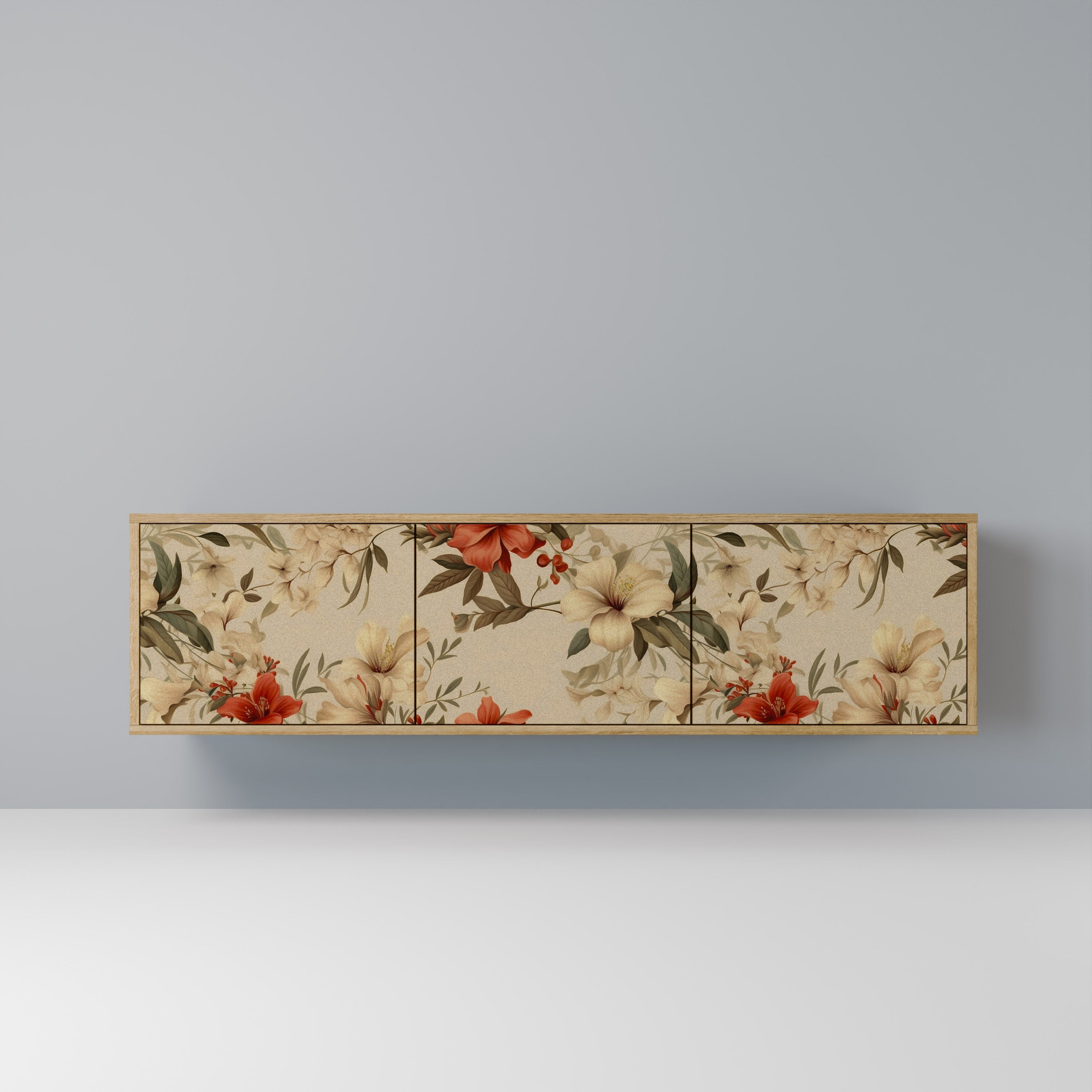 Meuble TV 3 portes BLOOMING HARMONY effet chêne