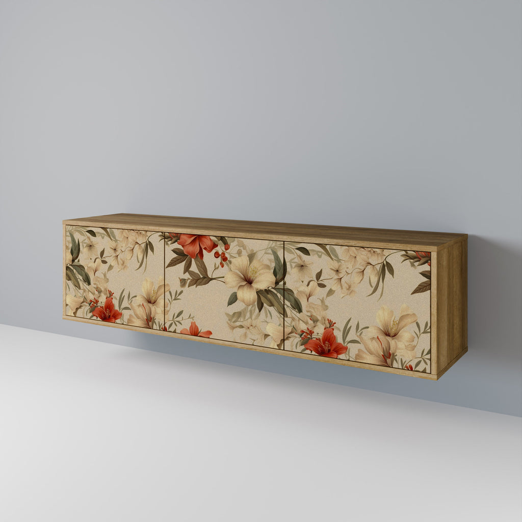 Meuble TV 3 portes BLOOMING HARMONY effet chêne