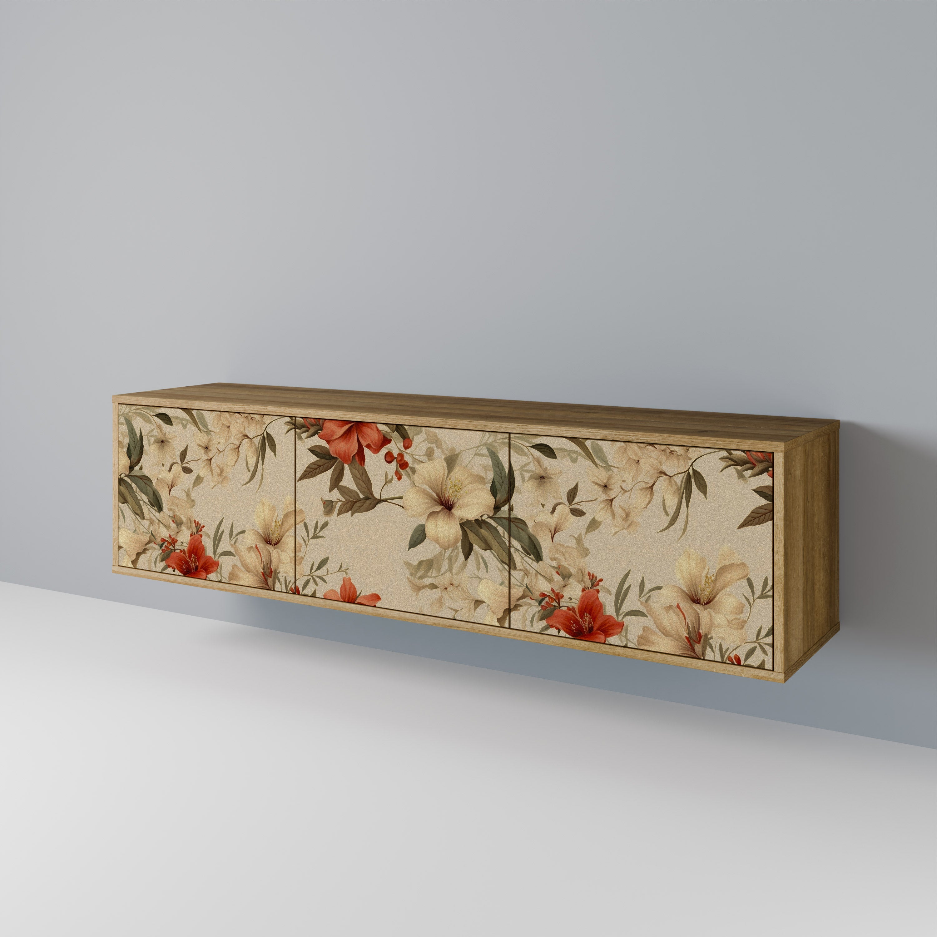 Meuble TV 3 portes BLOOMING HARMONY effet chêne