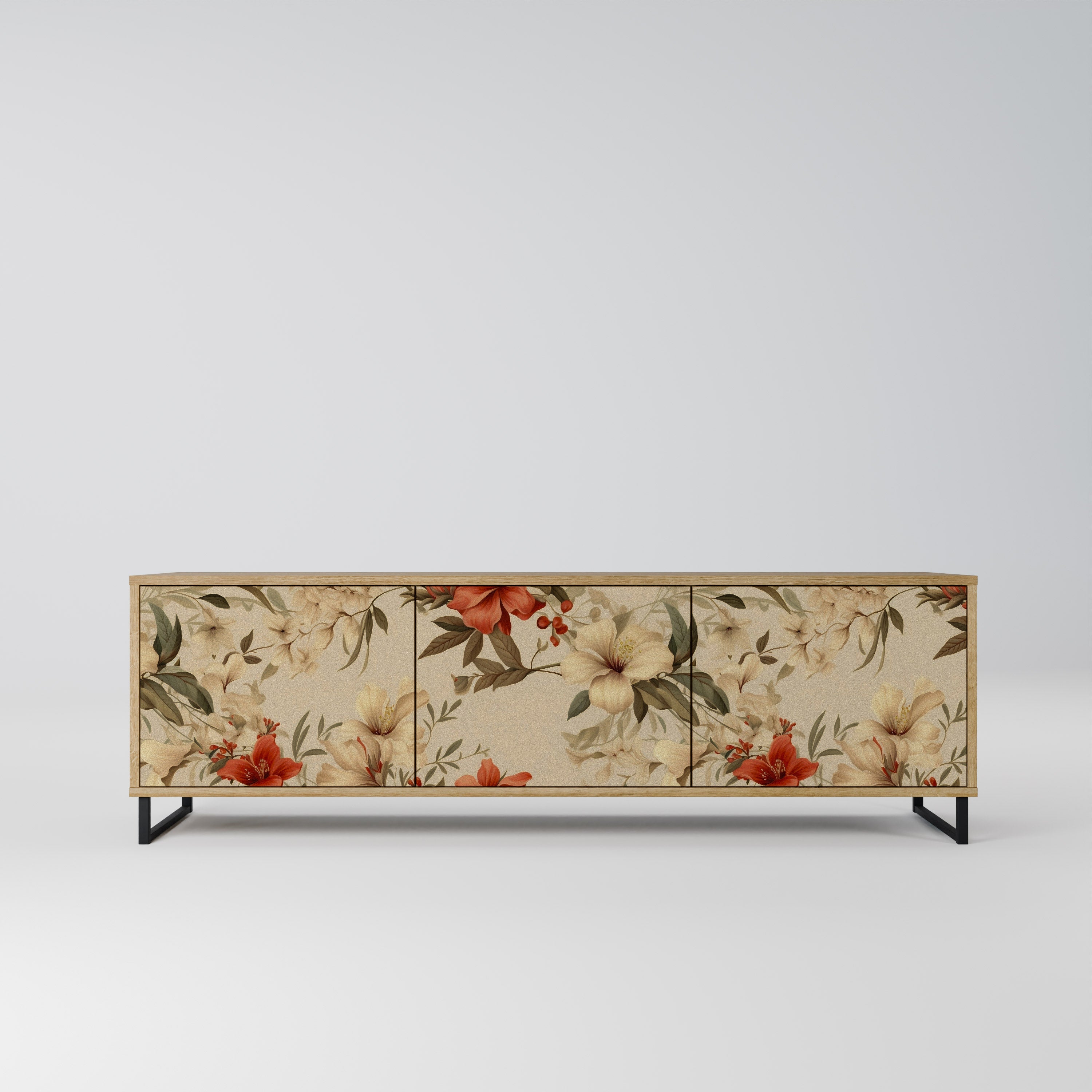 Meuble TV 3 portes BLOOMING HARMONY effet chêne