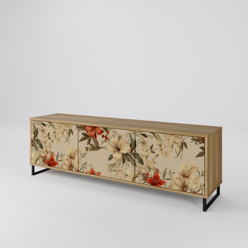 Meuble TV 3 portes BLOOMING HARMONY effet chêne