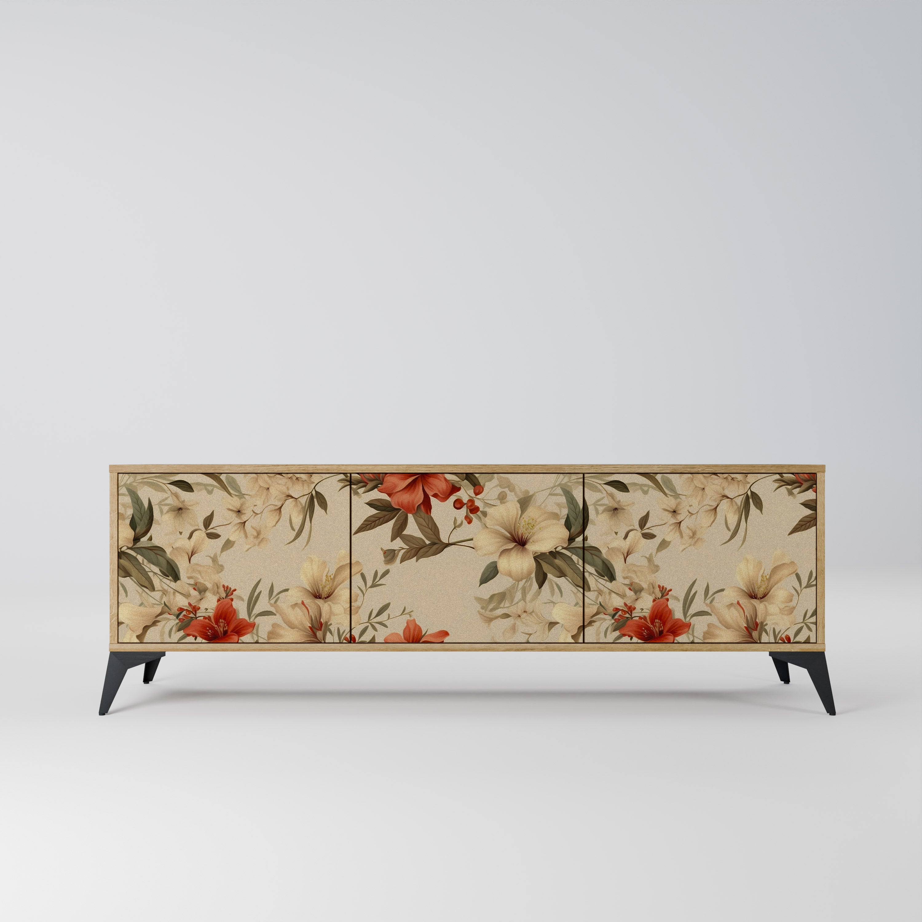 Meuble TV 3 portes BLOOMING HARMONY effet chêne