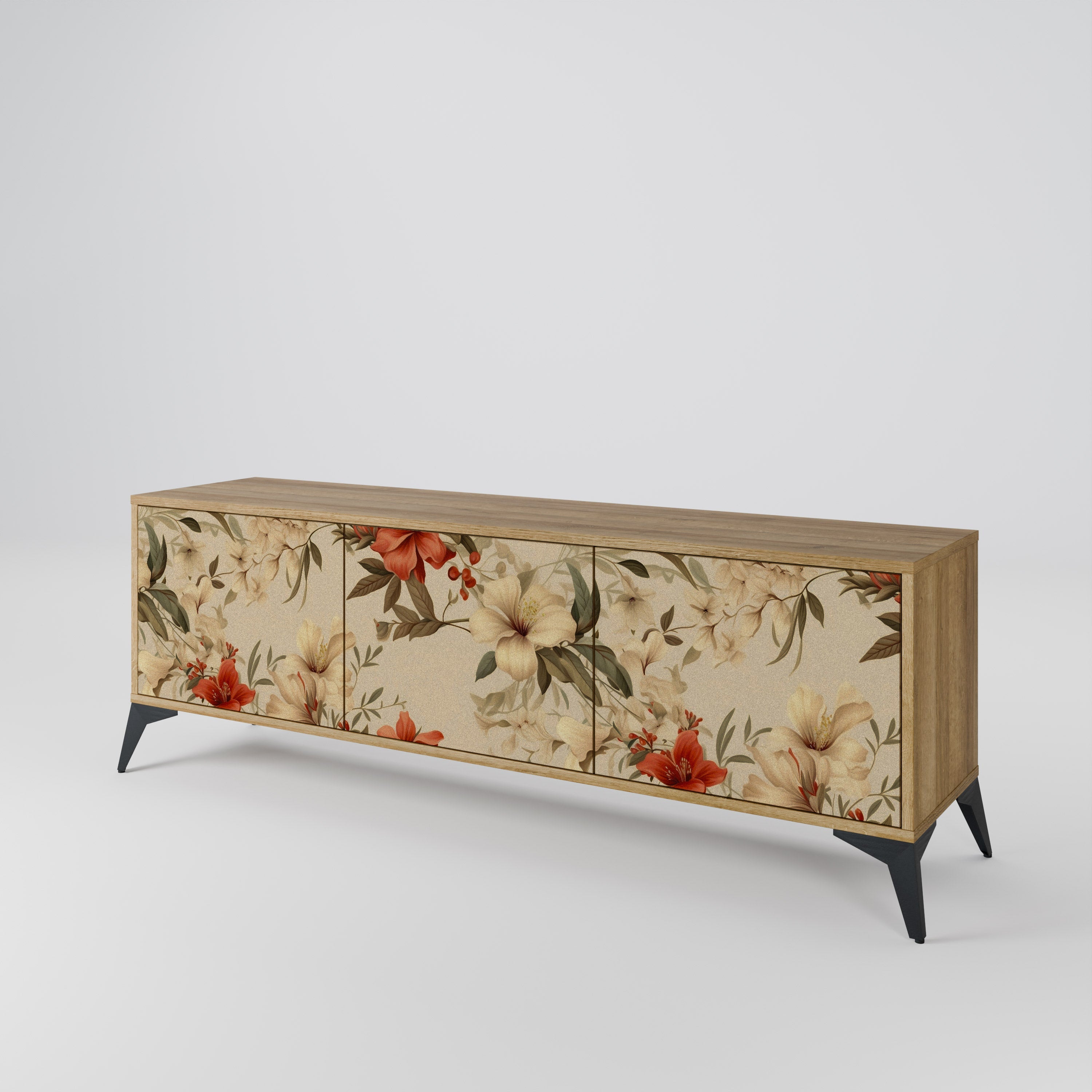 Meuble TV 3 portes BLOOMING HARMONY effet chêne