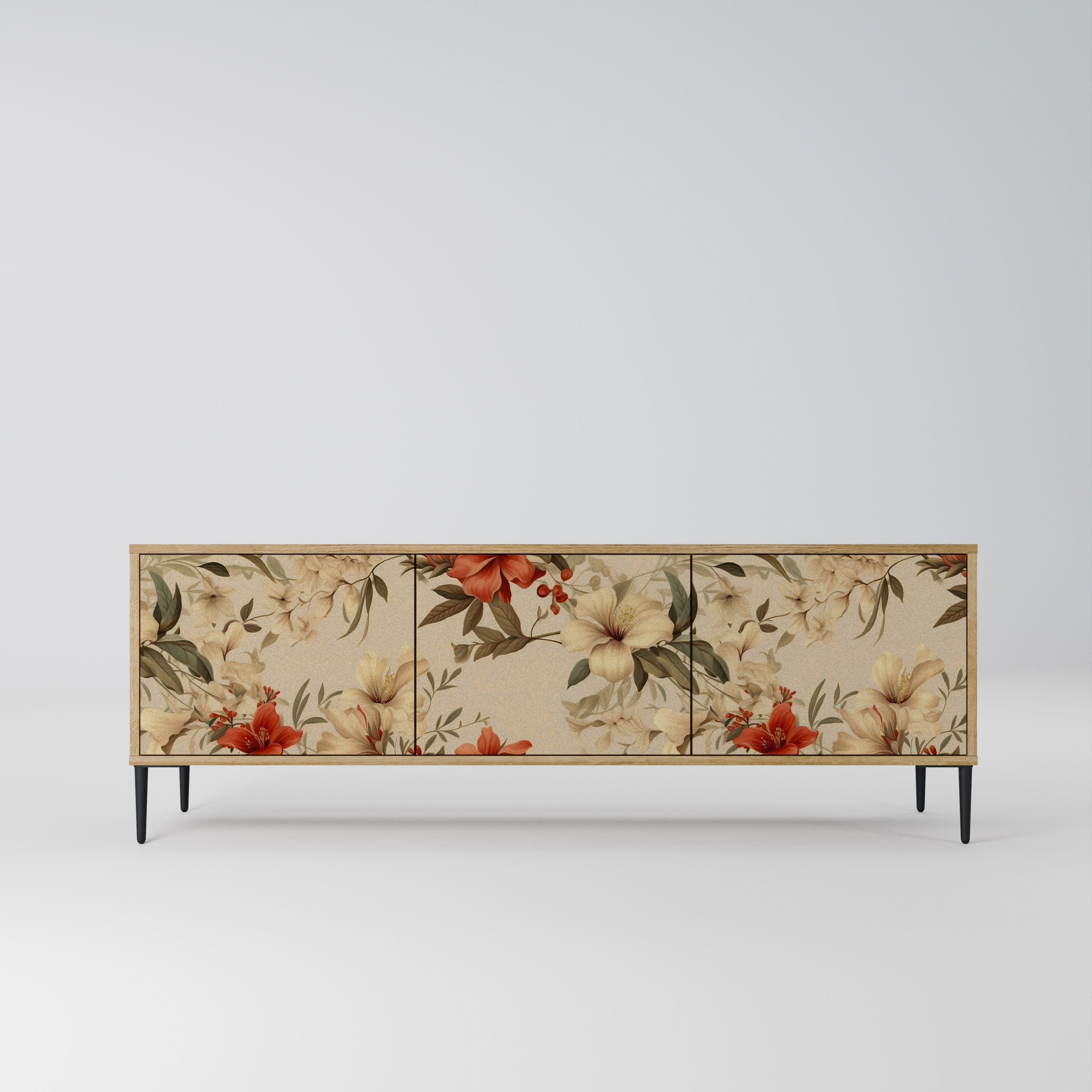 Meuble TV 3 portes BLOOMING HARMONY effet chêne