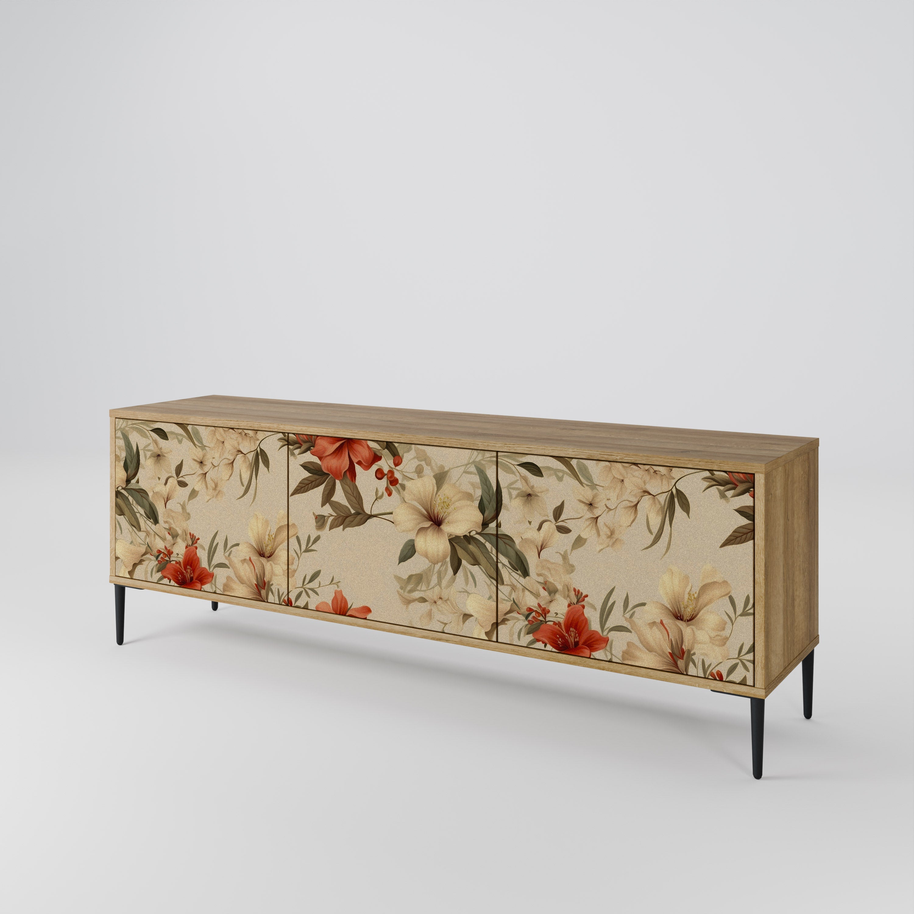 Meuble TV 3 portes BLOOMING HARMONY effet chêne