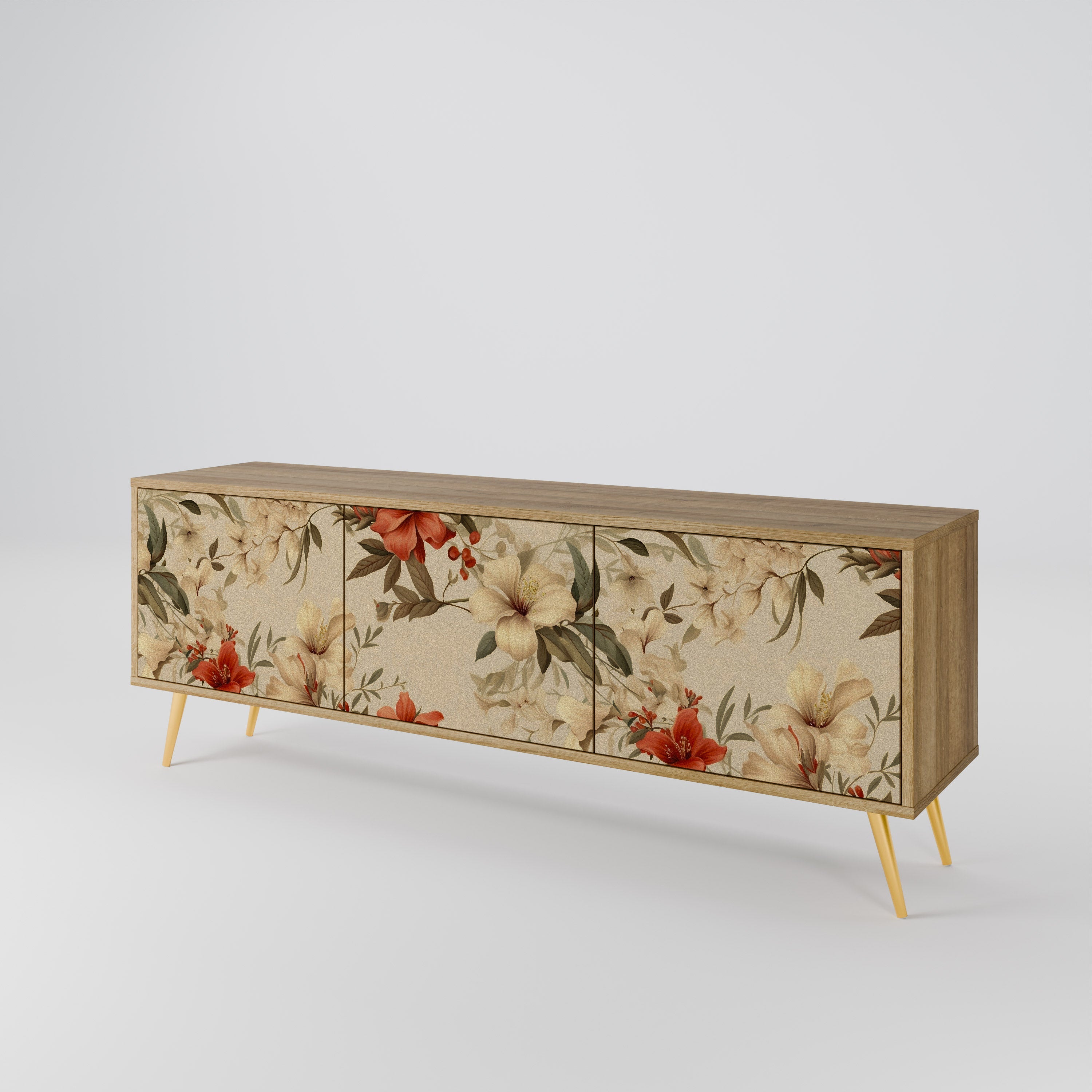 Meuble TV 3 portes BLOOMING HARMONY effet chêne