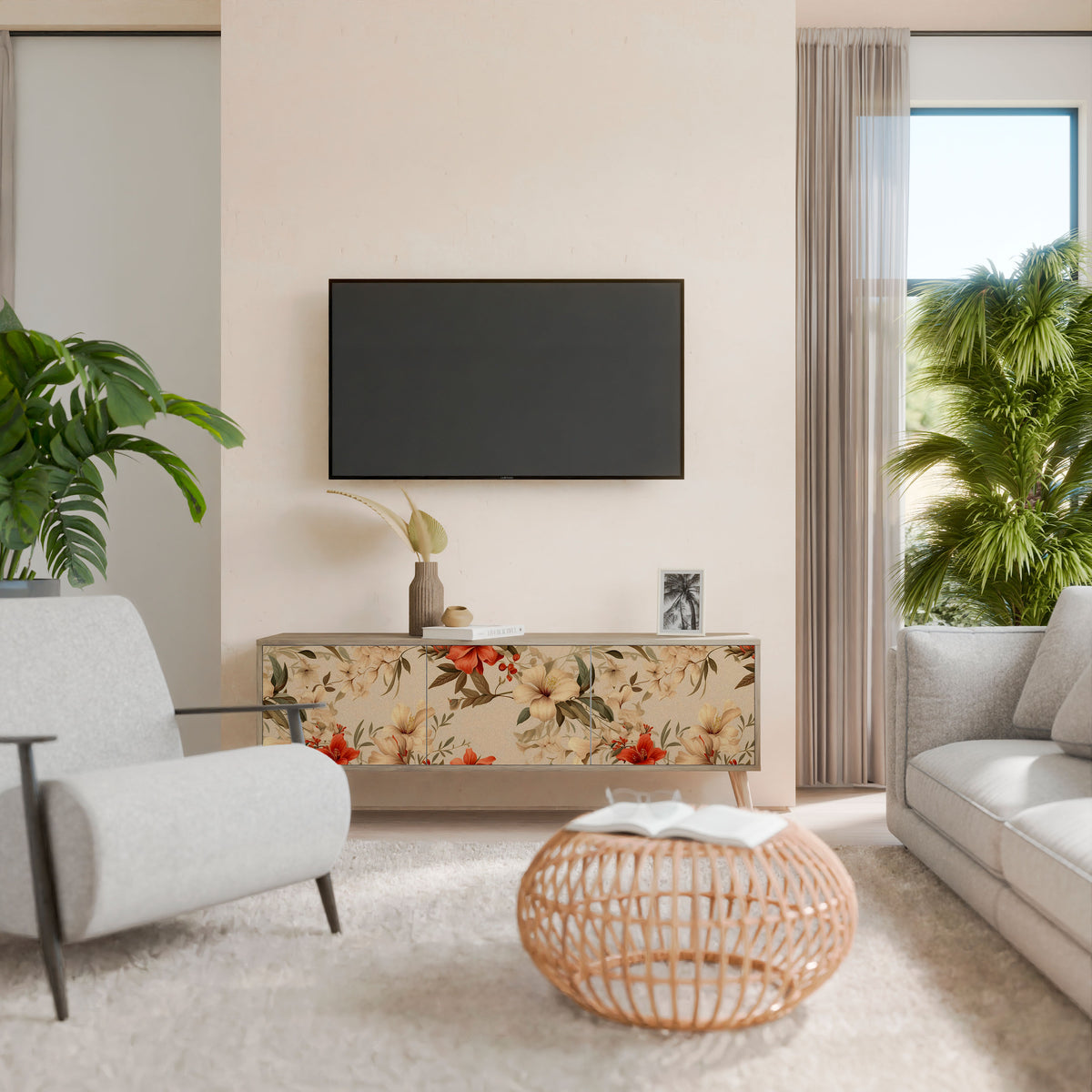 BLOOMING HARMONY 3-Door TV Cabinet