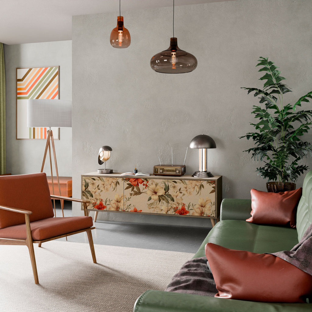 Meuble TV 3 portes BLOOMING HARMONY effet chêne