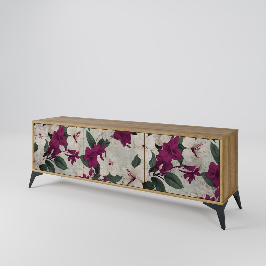 Meuble TV 3 portes FLOWERET DREAM effet chêne