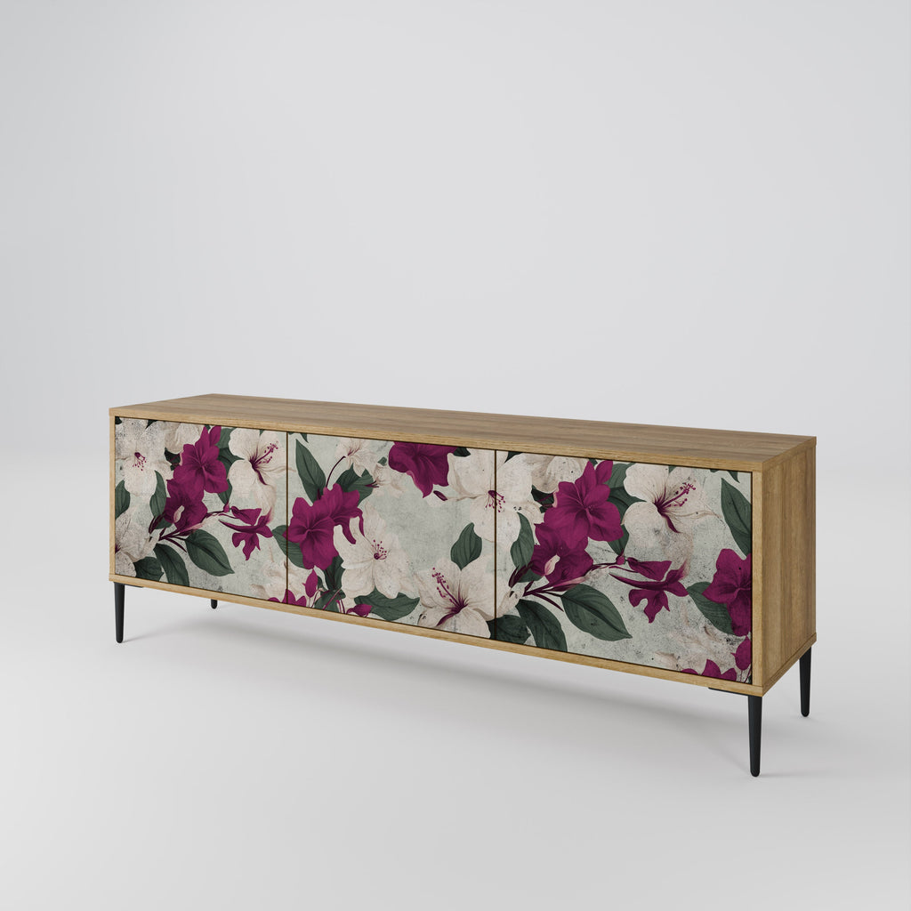 Meuble TV 3 portes FLOWERET DREAM effet chêne