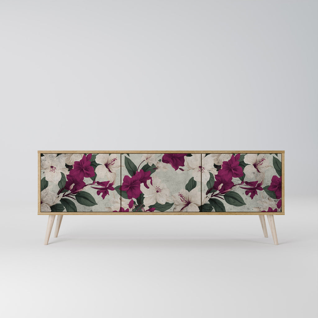 Meuble TV 3 portes FLOWERET DREAM effet chêne