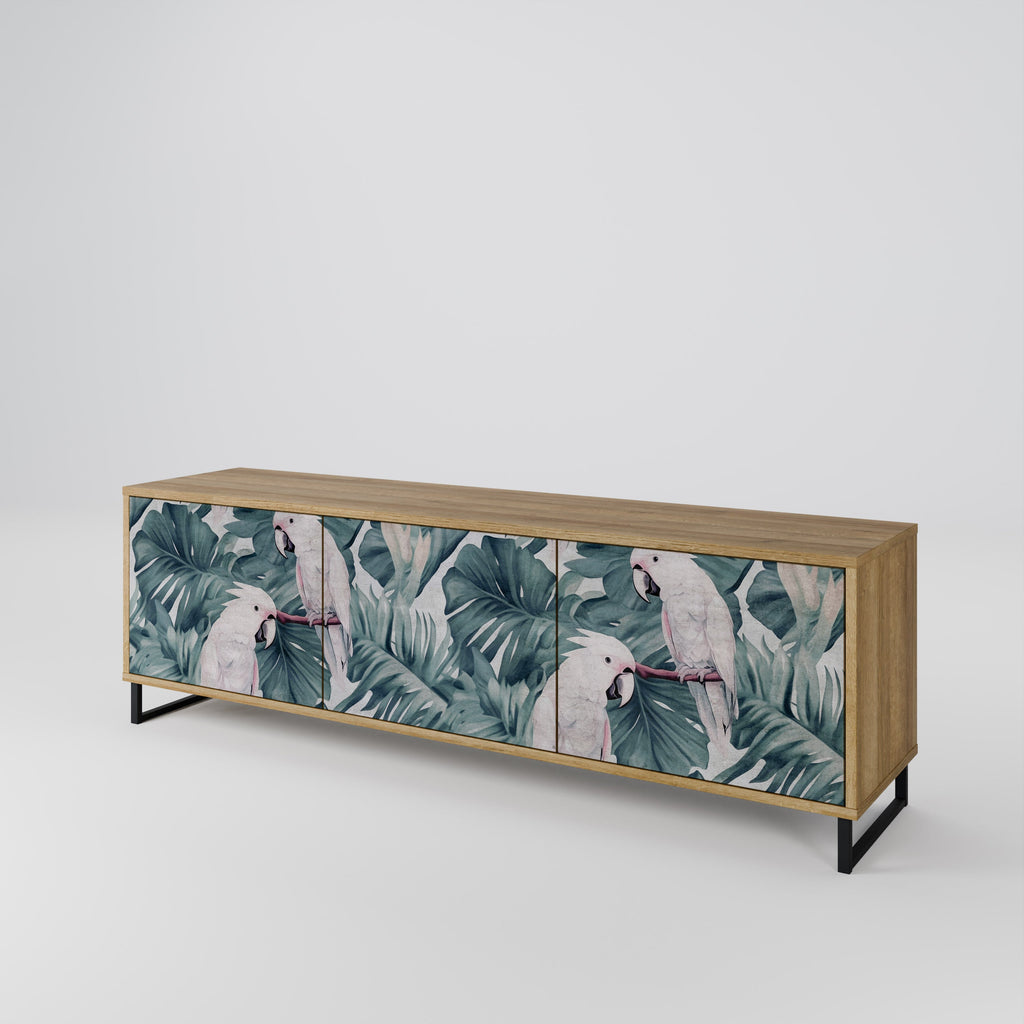 Meuble TV 3 portes POPINJAY LOOK effet chêne